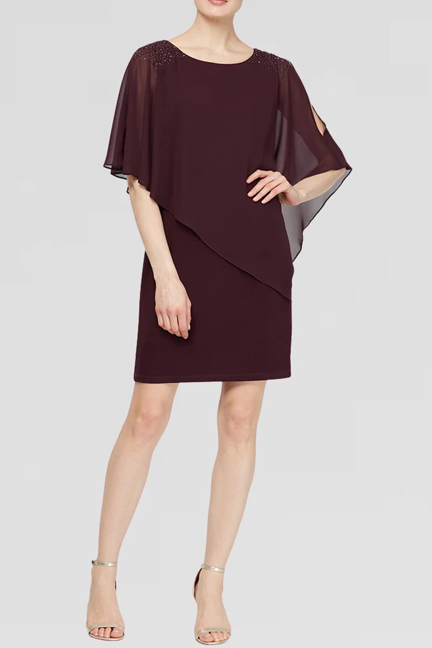 S.L. Fashions Dresses (SLNY) 9170368 Asymmetric Overlay Cocktail Dress