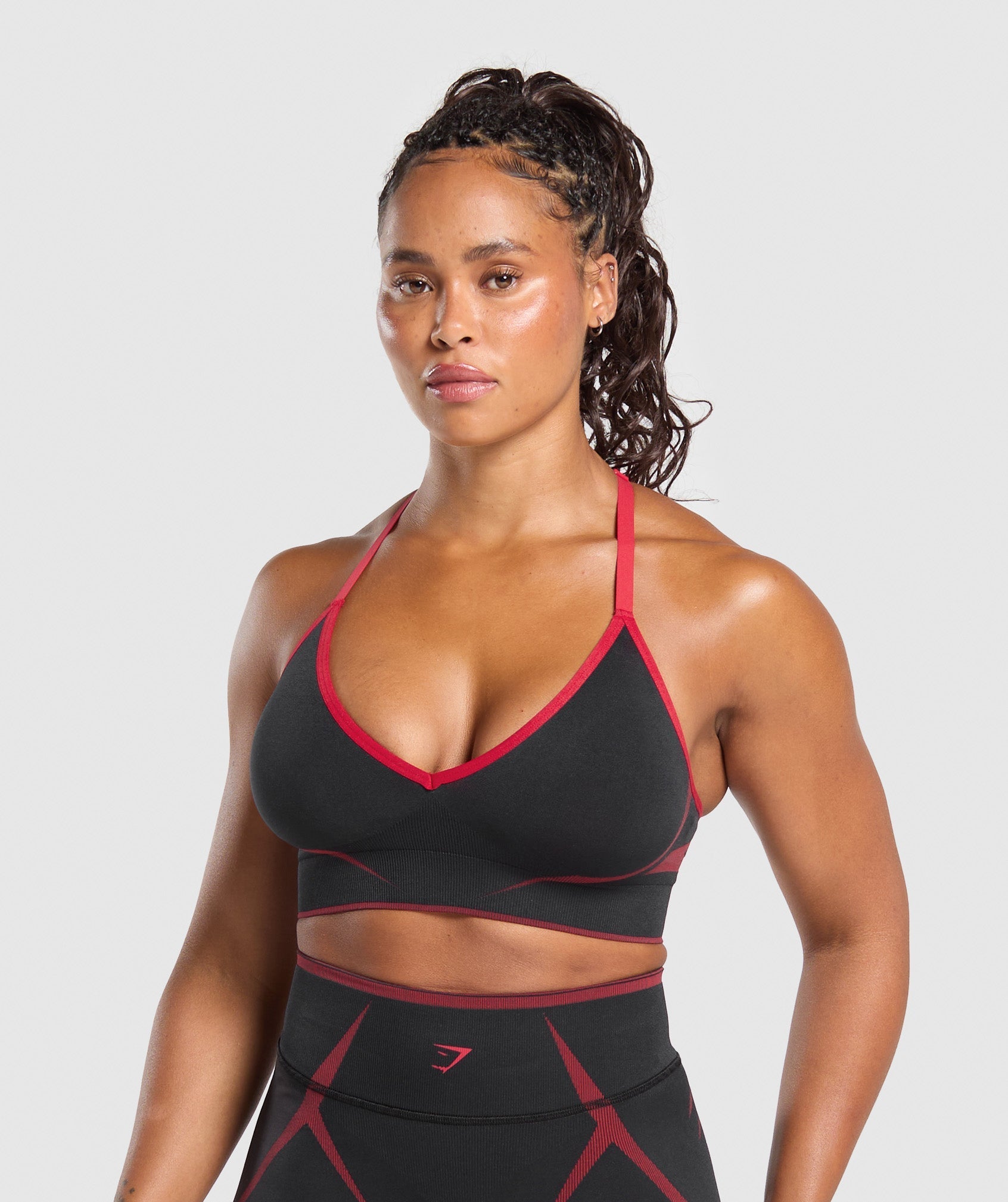 Gymshark Apex Lift  Seamless Sports Bra - Black/Carmine Red