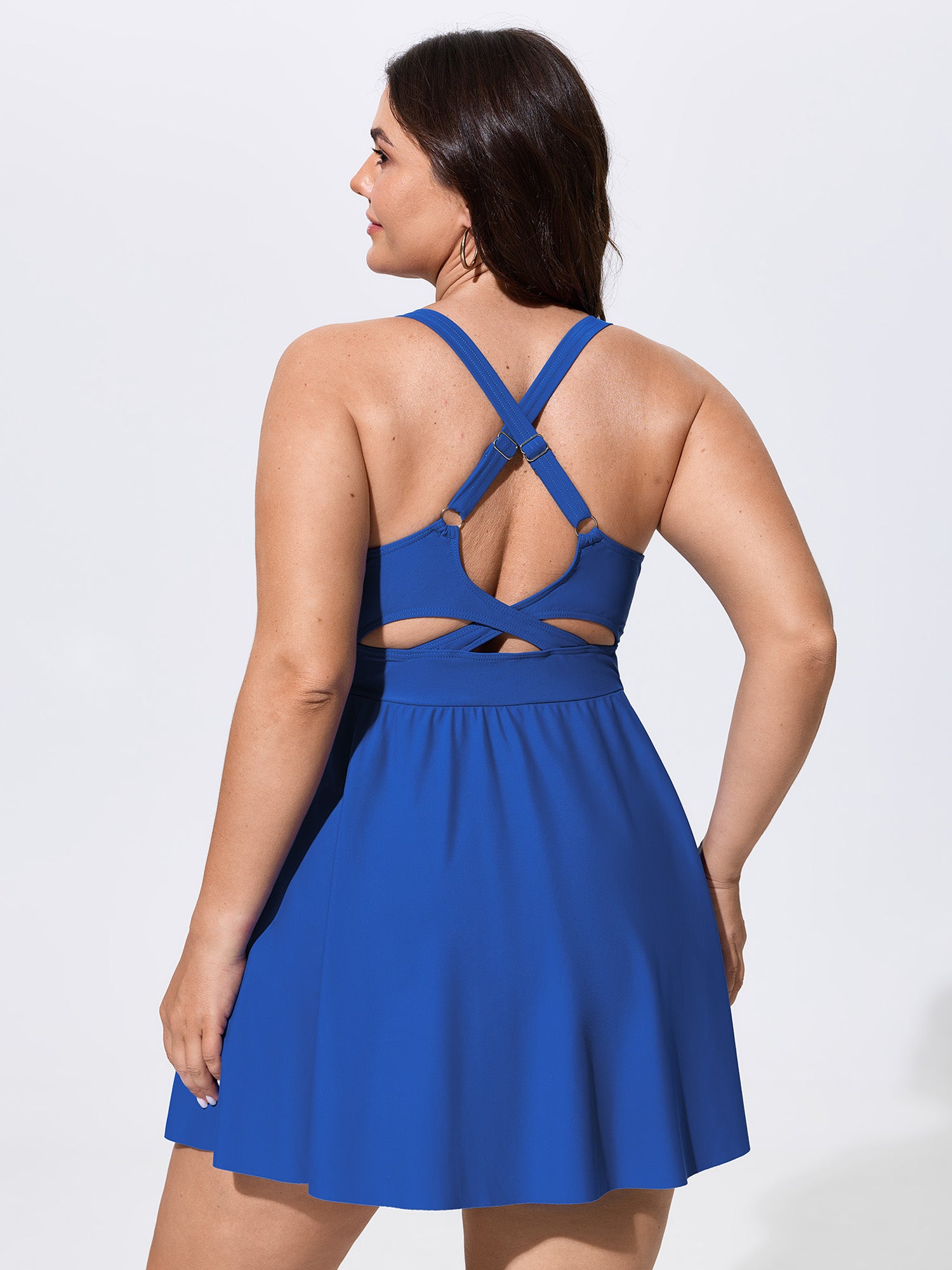 Cut-Out Back Pockets Flowy Swim Dress