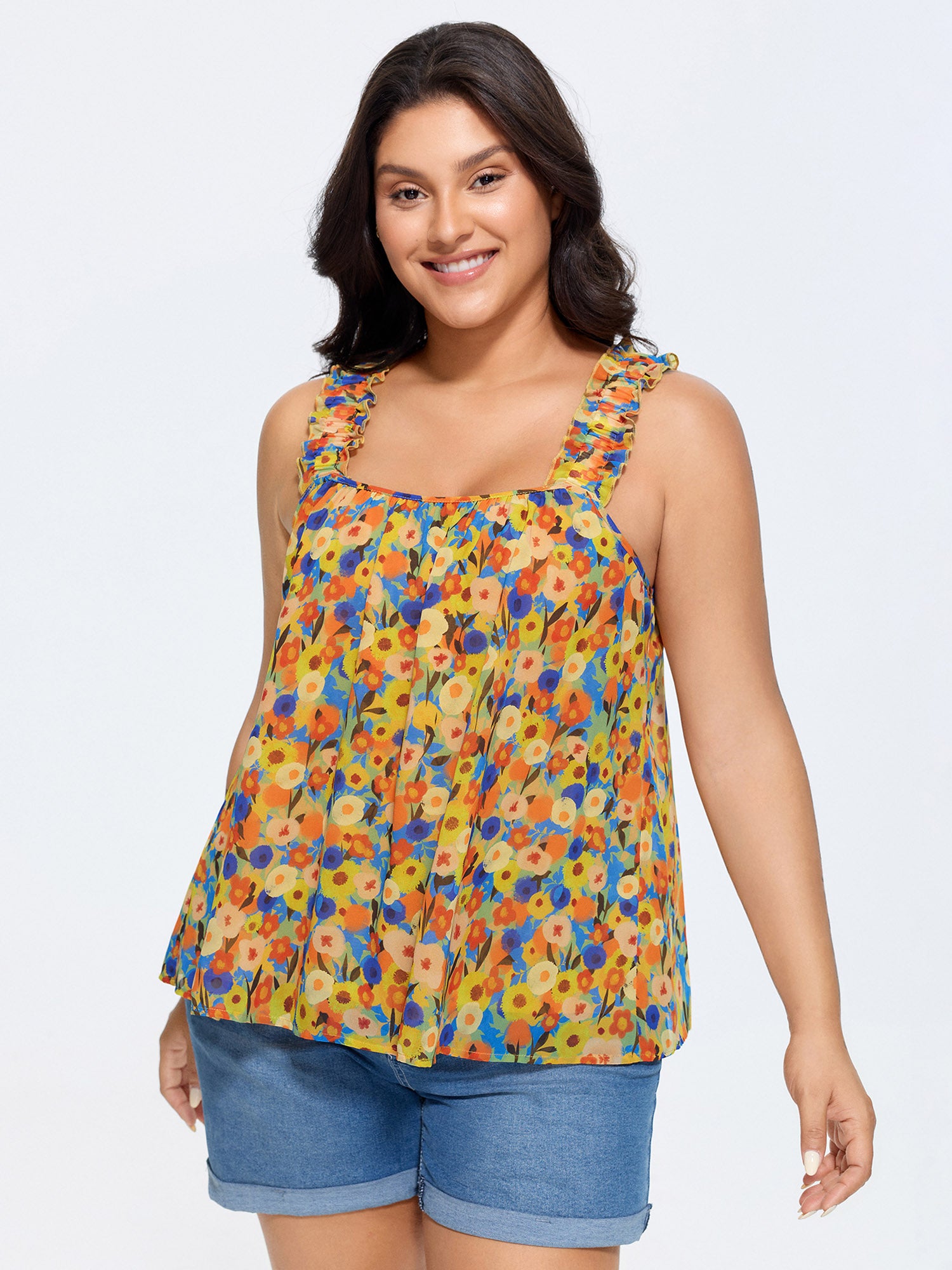 Sunkissed Floral Print Flowy Tank Top