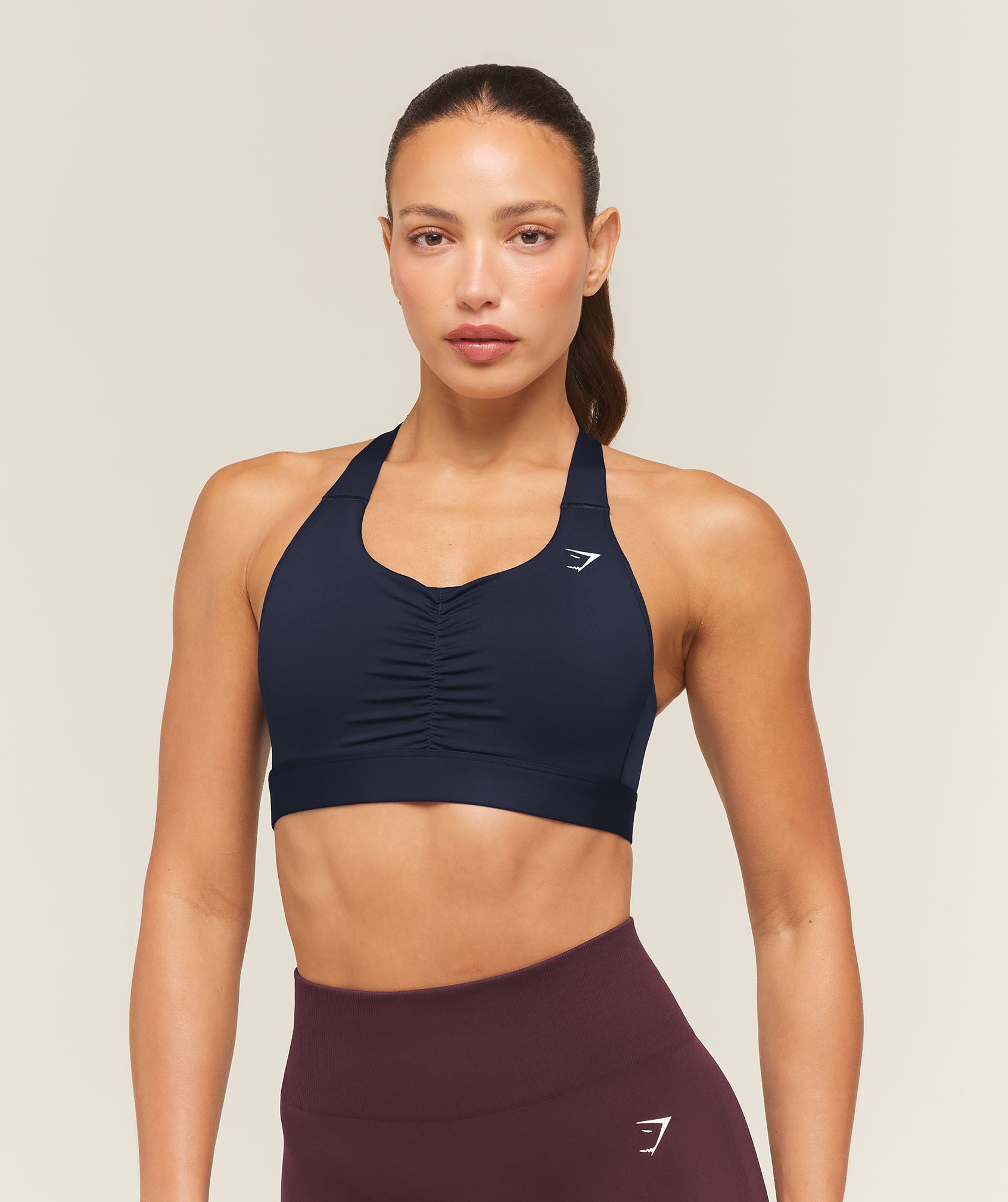 Gymshark High Support Ruched Sports Bra - Heavy Blue
