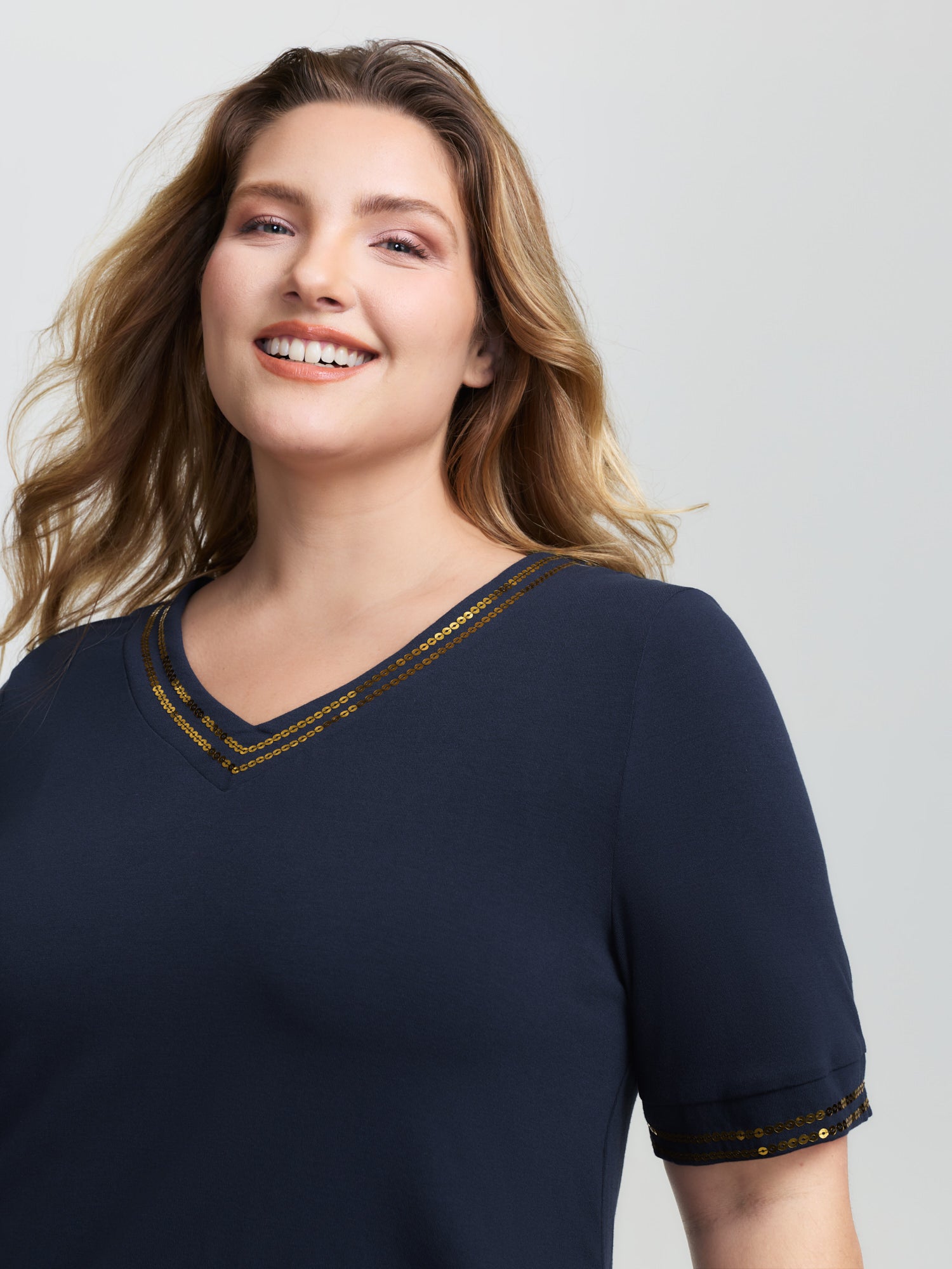 Supersoft Embroidered Bead Sequins T-Shirt