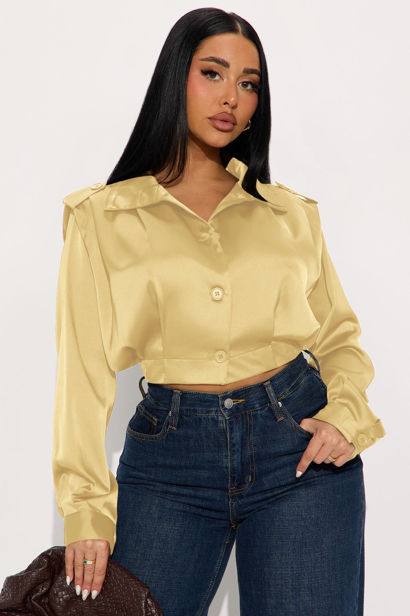 All Business Satin Shirt - Yellow