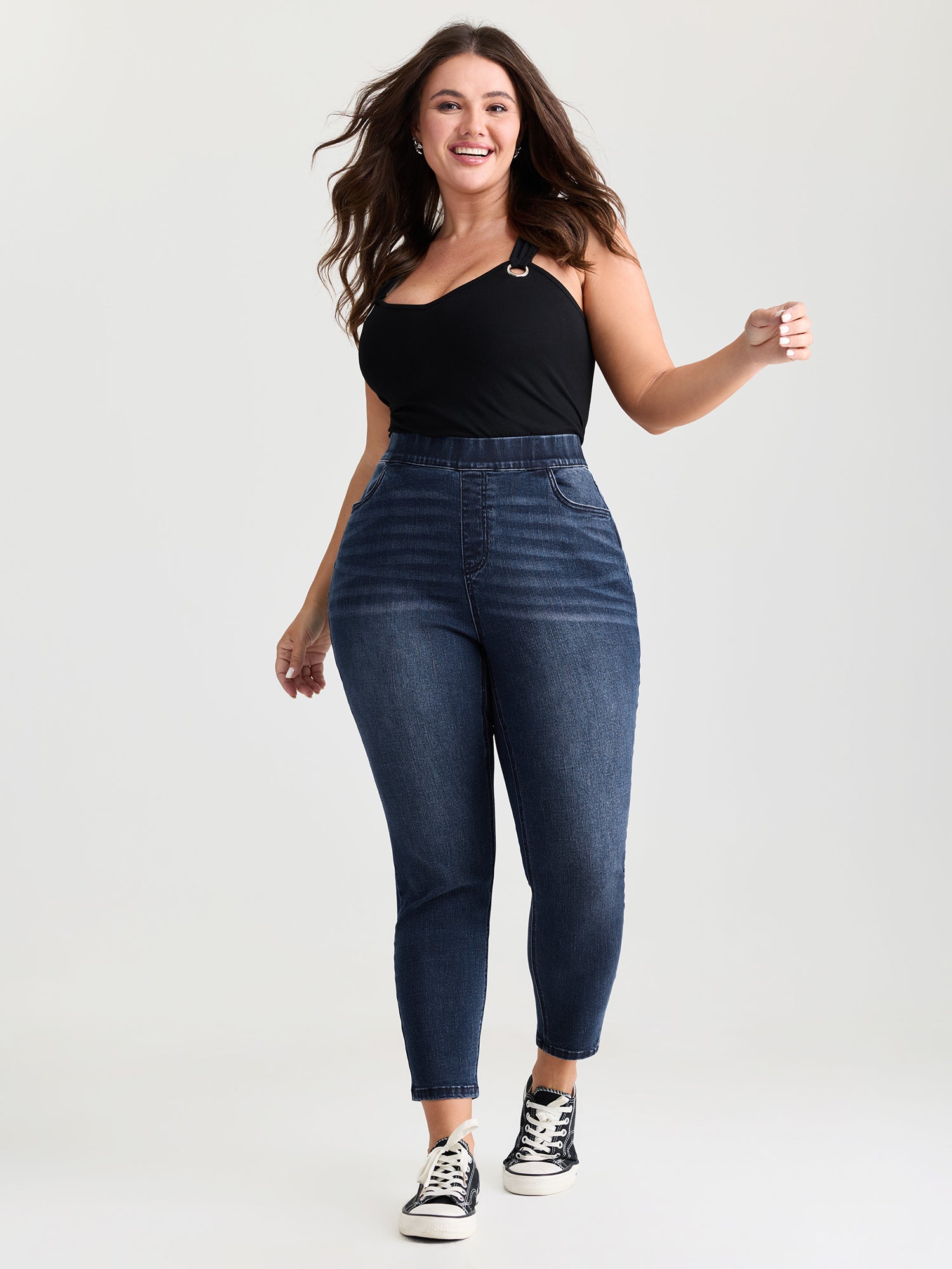 Super Stretchy Pull-On Cropped Skinny-Fit Jeans