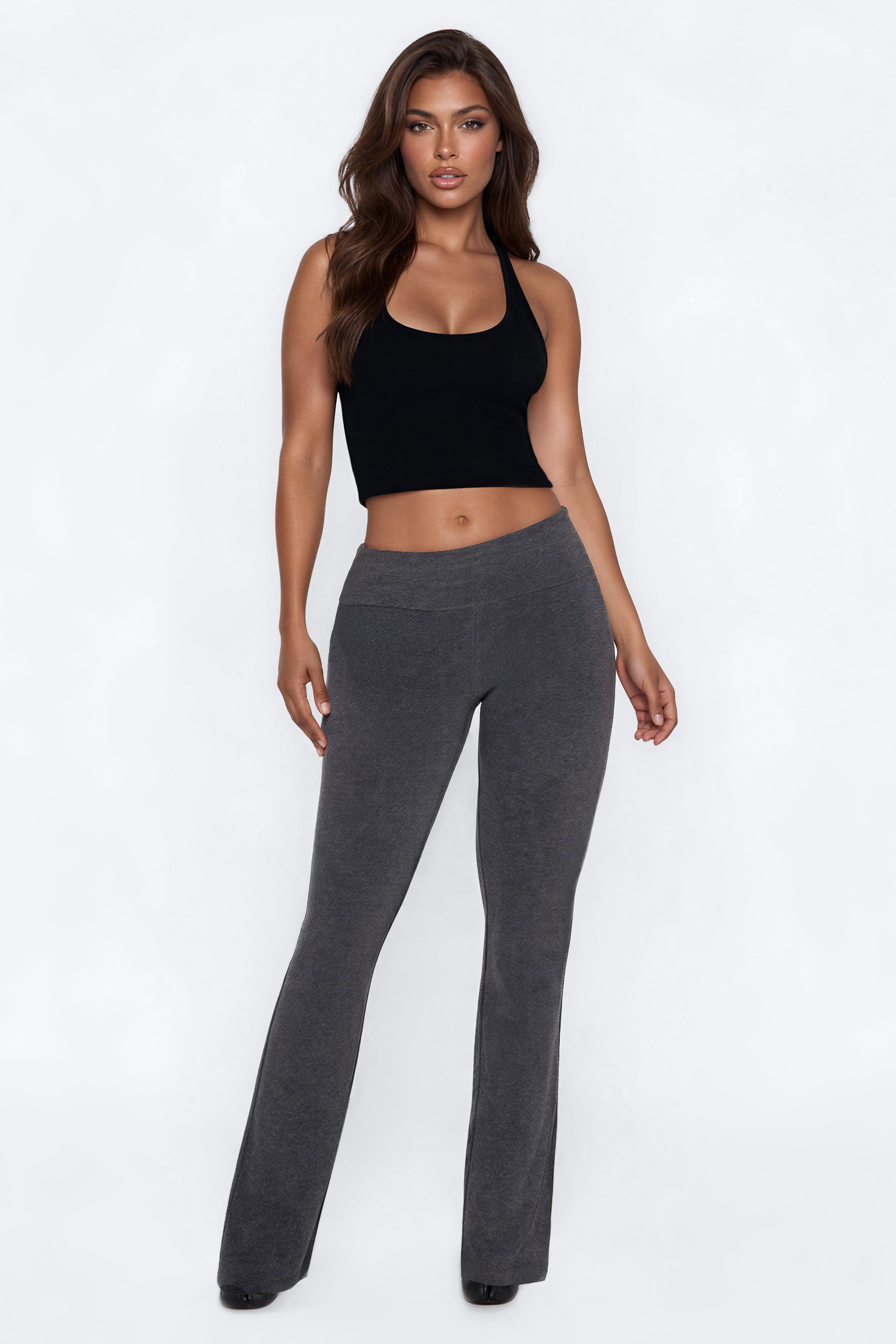 Audrey High Rise Foldover Straight Leg Pant - Charcoal