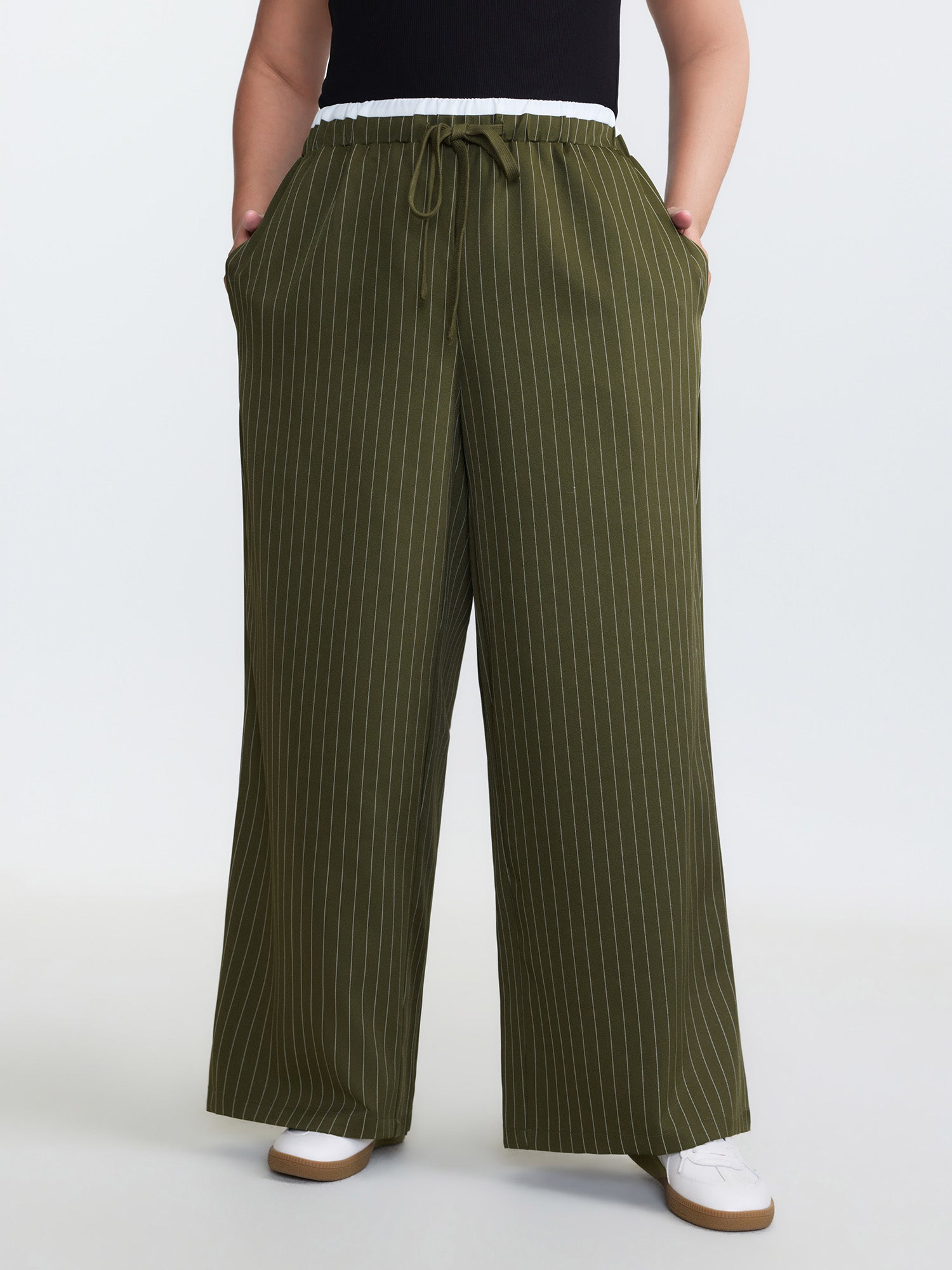 Drawstring Waist Striped Pants