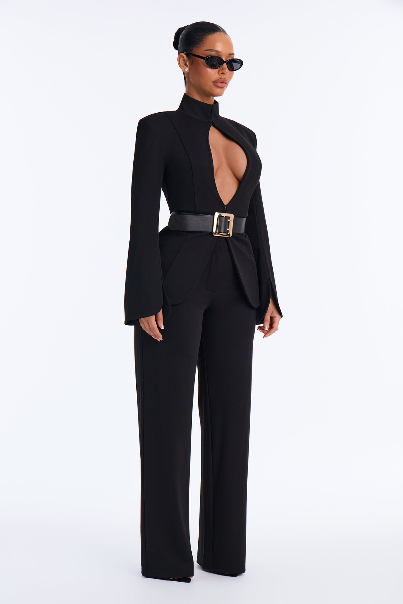 Elevated Cut Out Pant Set - Black