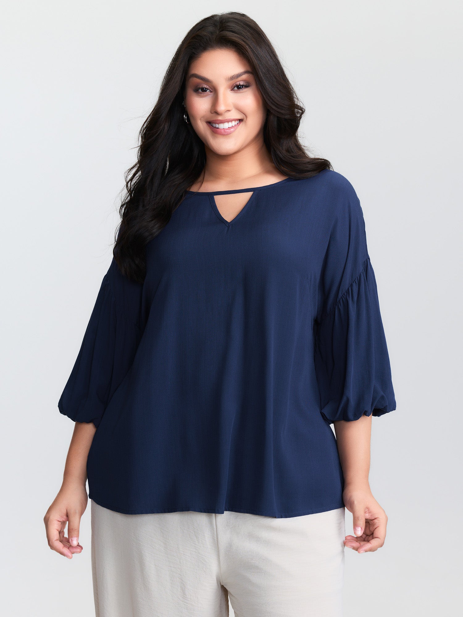 Bamboo Textured Back-Tie Blouse