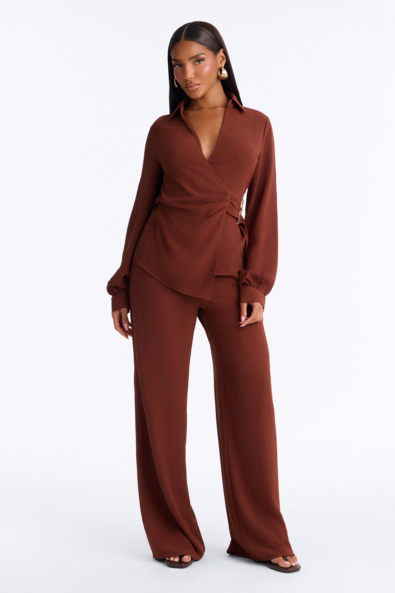 Paulina Airflow Buckle Pant Set - Rust