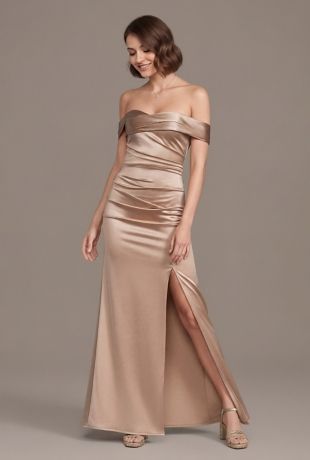 Sculpting Satin Off-the-Shoulder Mermaid Dress