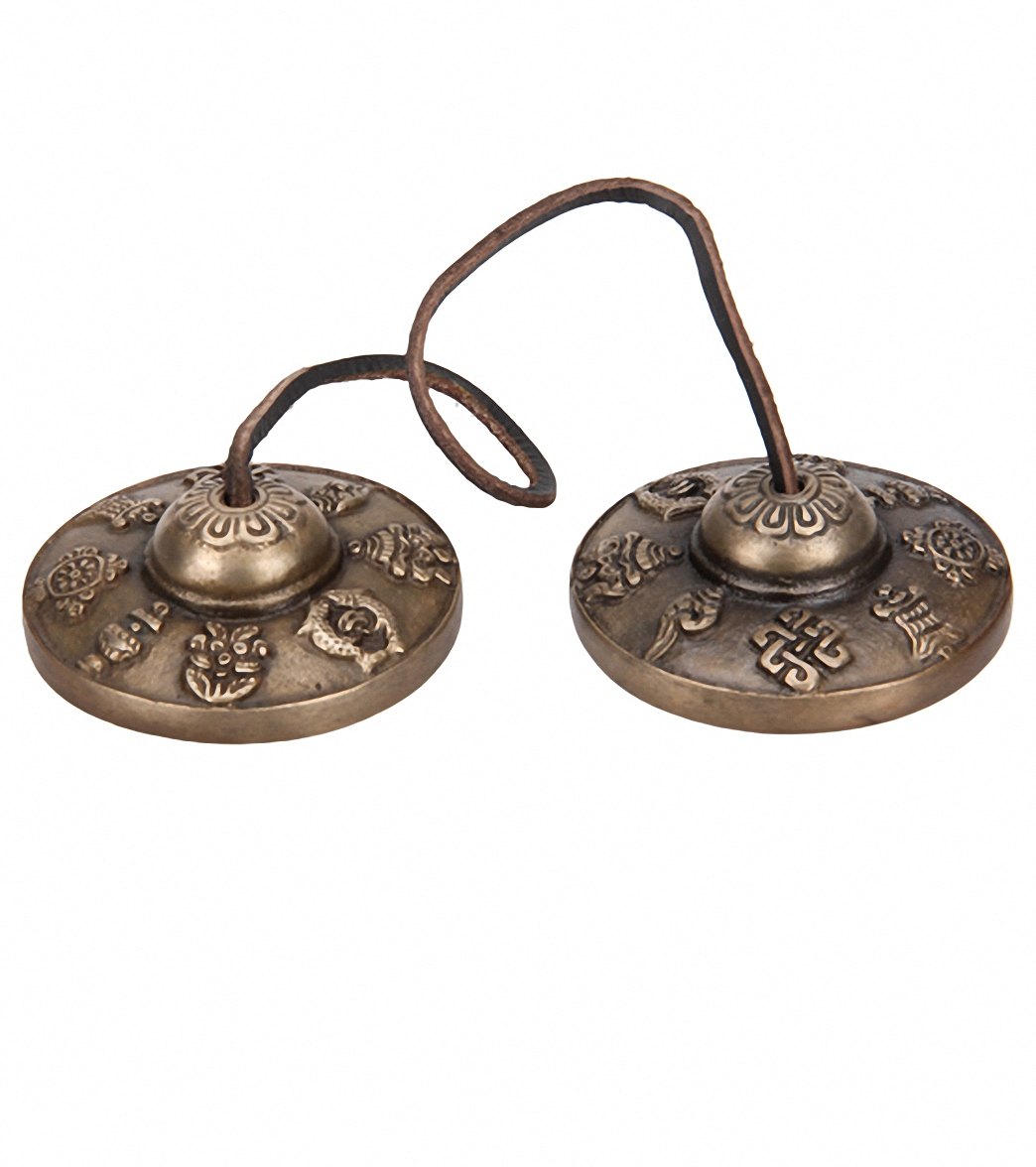 Sacred Space Med Intricate Auspicious Symbol Tibey Gong Tingsha Cymbals