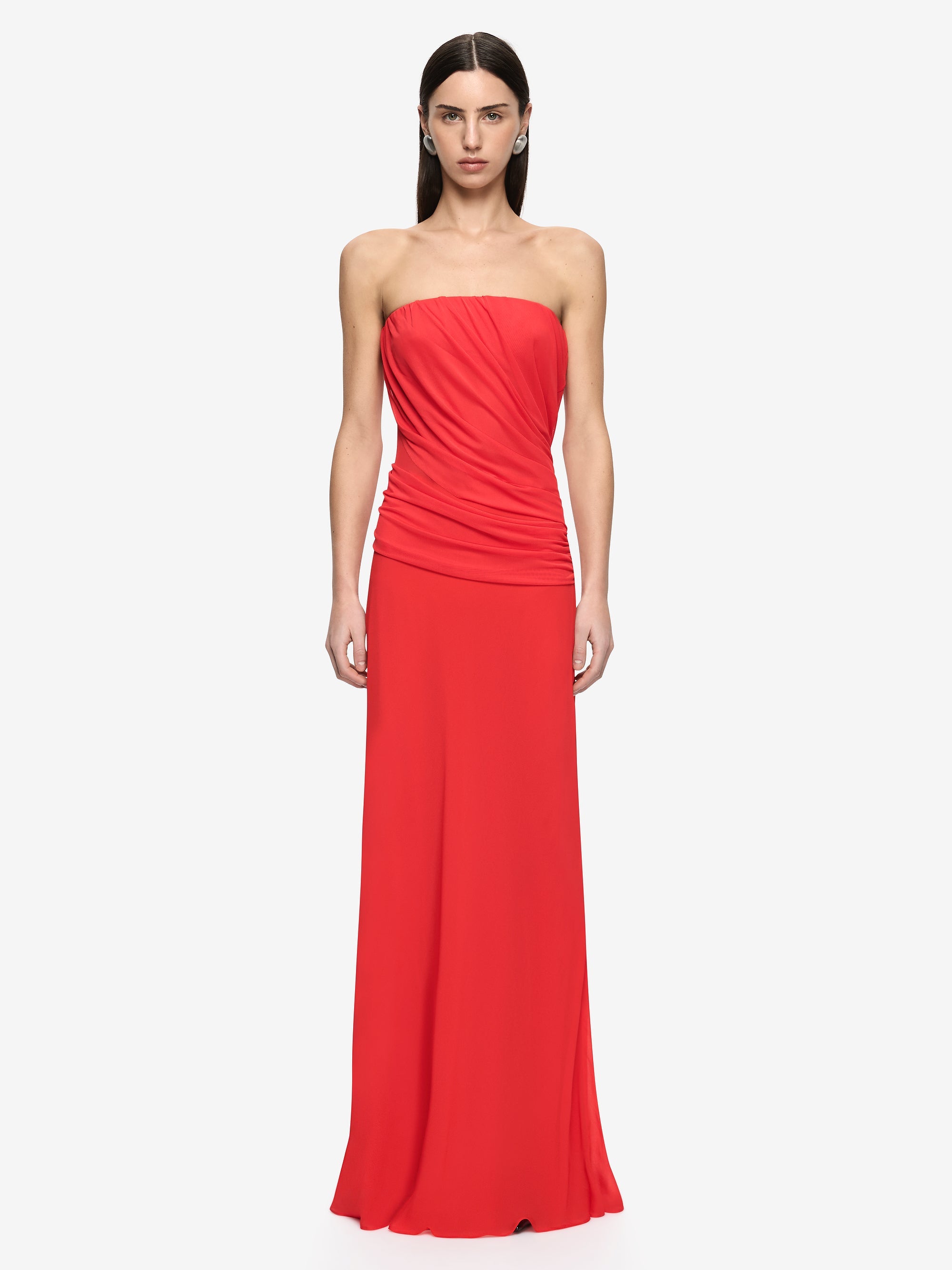 XANTHI STRAPLESS MAXI DRESS - FLAME