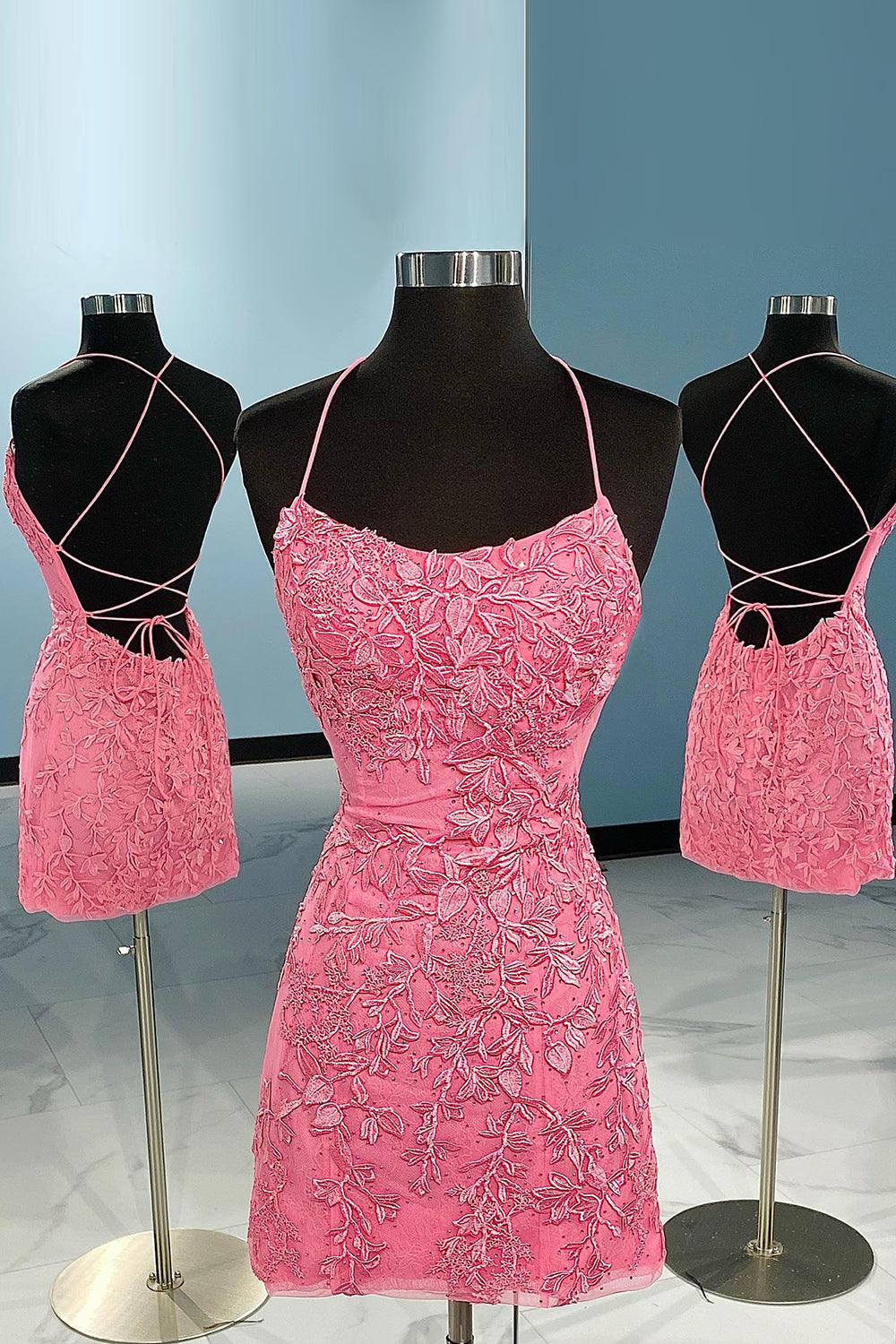 Coral Short Tight Homecoming Dress/Mini Dress with Lace Beading
