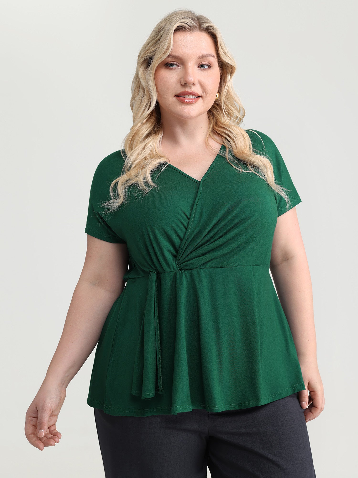 Supersoft Wrap Neckline Fit And Flare Top