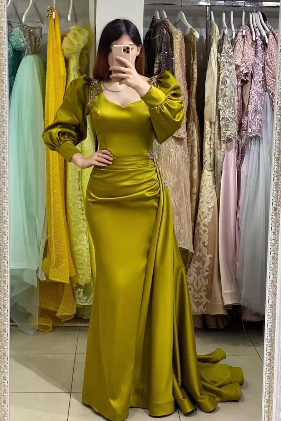 Mermaid Sweetheart Evening Dress With Beadings Long Sleeves