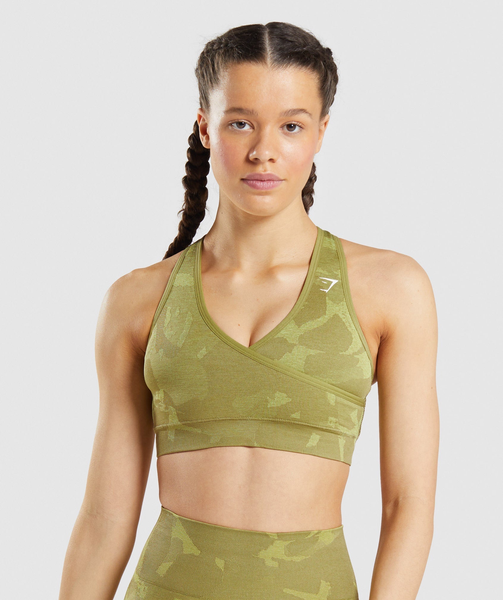 Gymshark Adapt Camo Seamless Sports Bra - Griffin Green