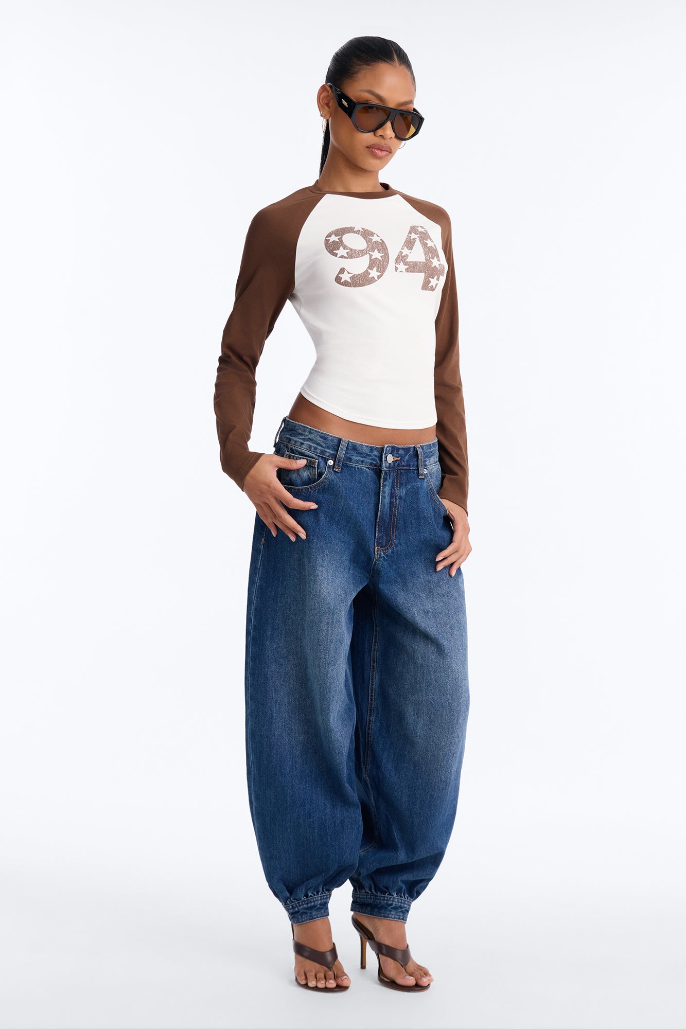 Play The Part Adjustable Waist Balloon Jeans - Medium Wash