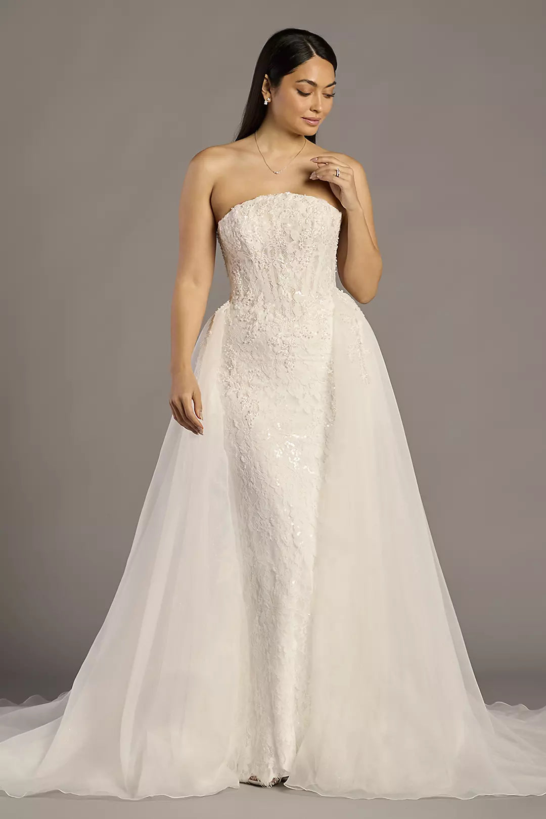 Beaded Lace Basque Waist Mermaid Wedding Dress