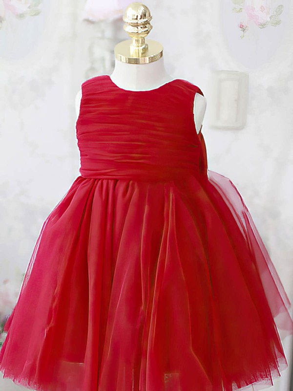 Fashionable Jewel Sleeveless Tulle Ball Gown Flower Girl Dresses with Ruffles