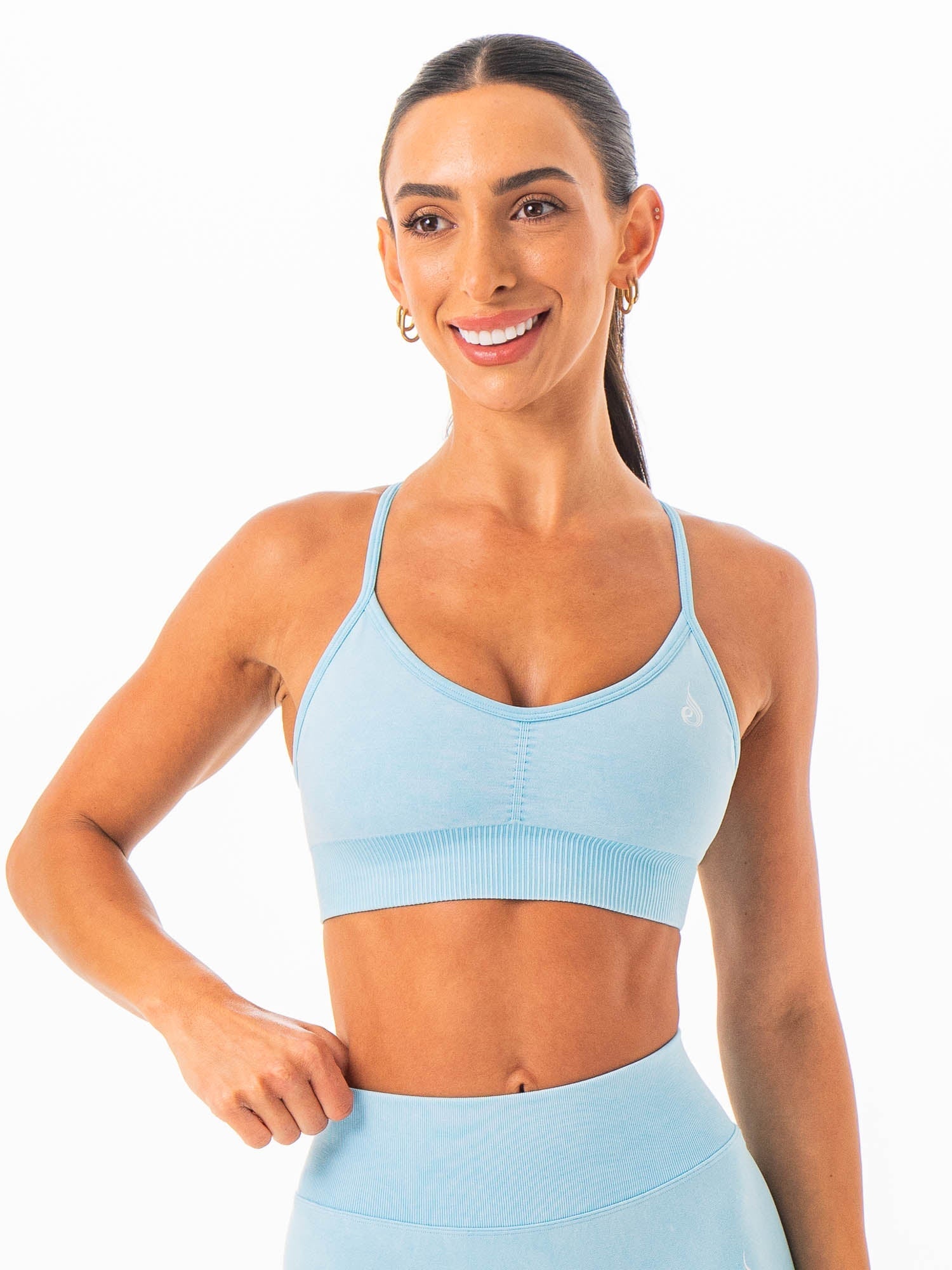 Stonewash Seamless Sports Bra - Azure Stonewash