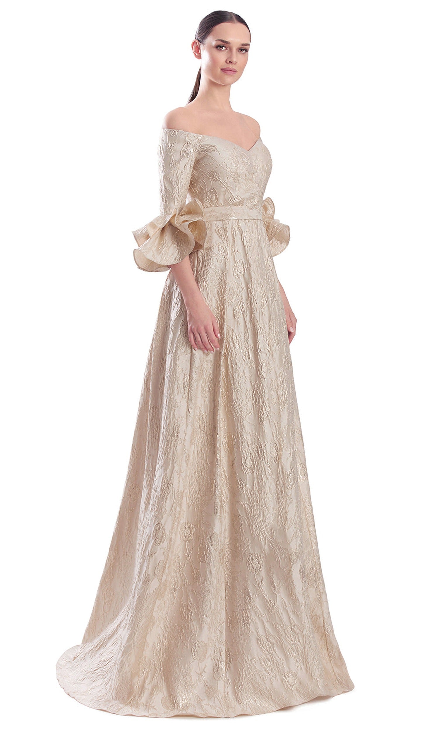 Alexander by Daymor 3322F26 - Flounce Sleeve A-Line Evening Gown