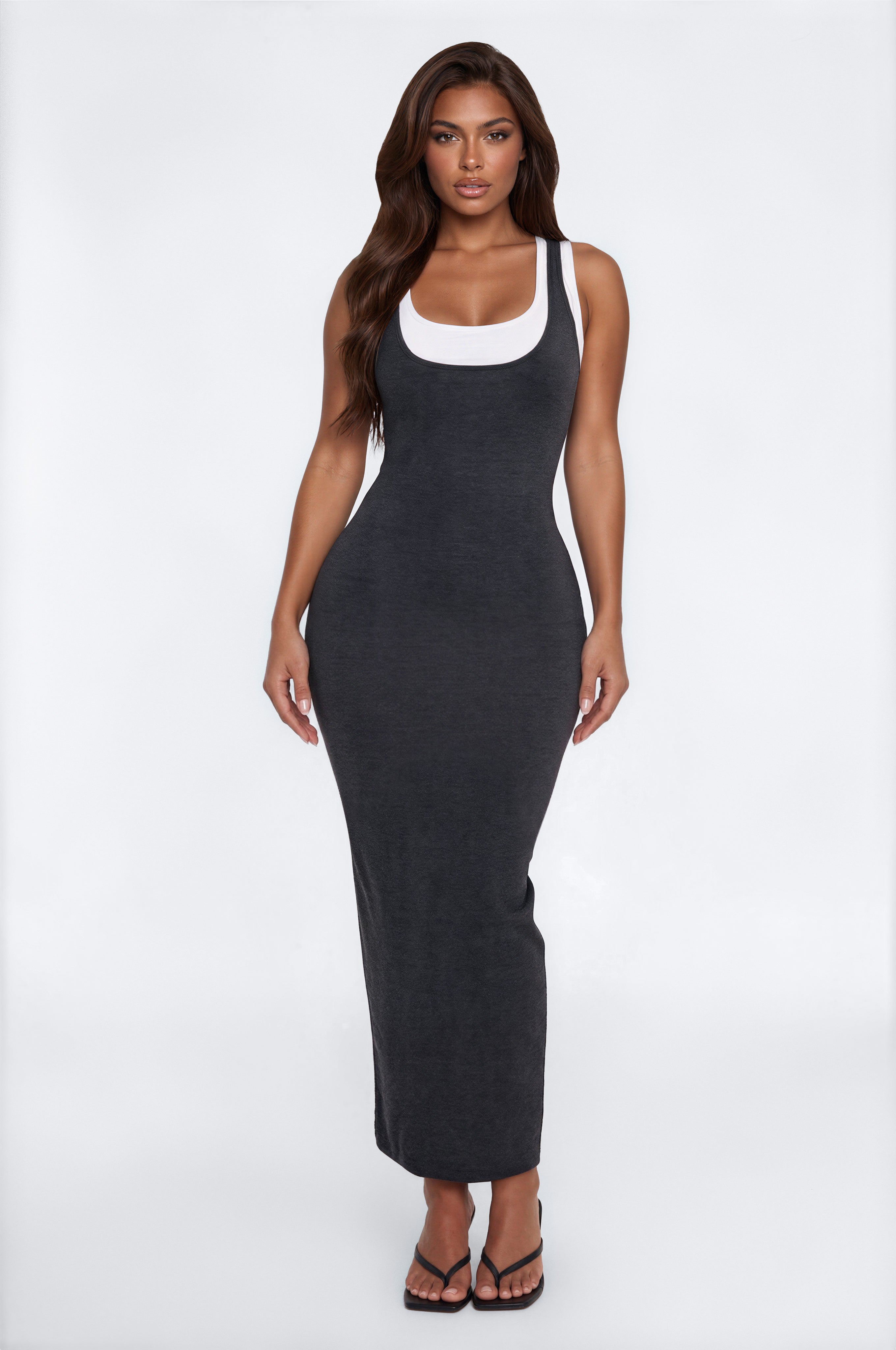 Casual Cutie Double Layer Maxi Dress - Charcoal