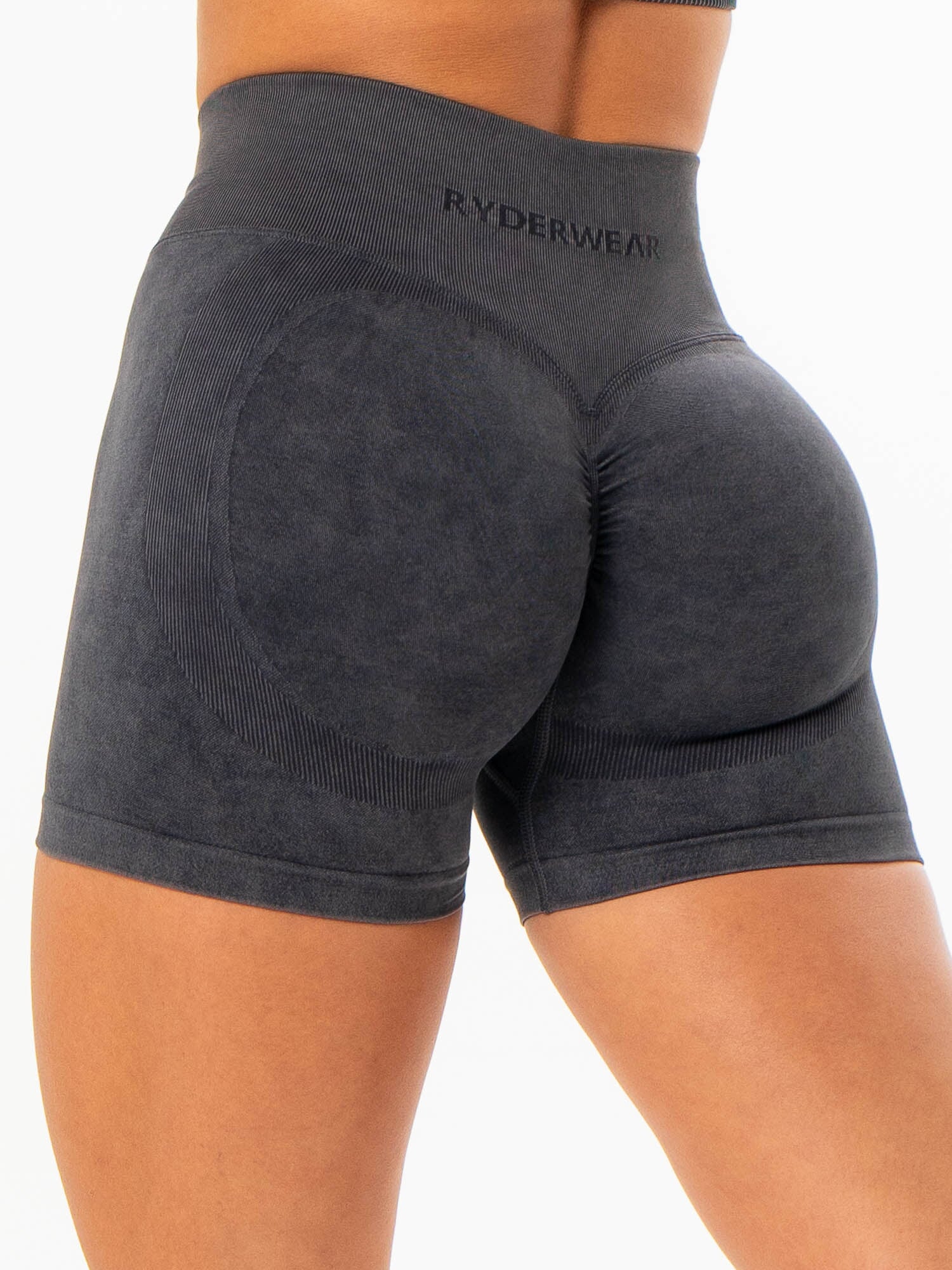 Stonewash Scrunch Seamless Shorts - Charcoal Stonewash