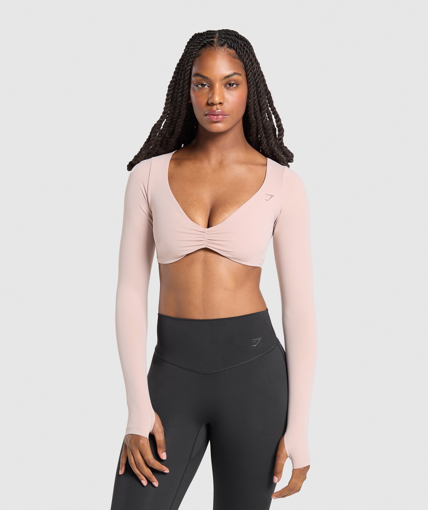 Gymshark Ruched Long Sleeve Top - Muted Pink