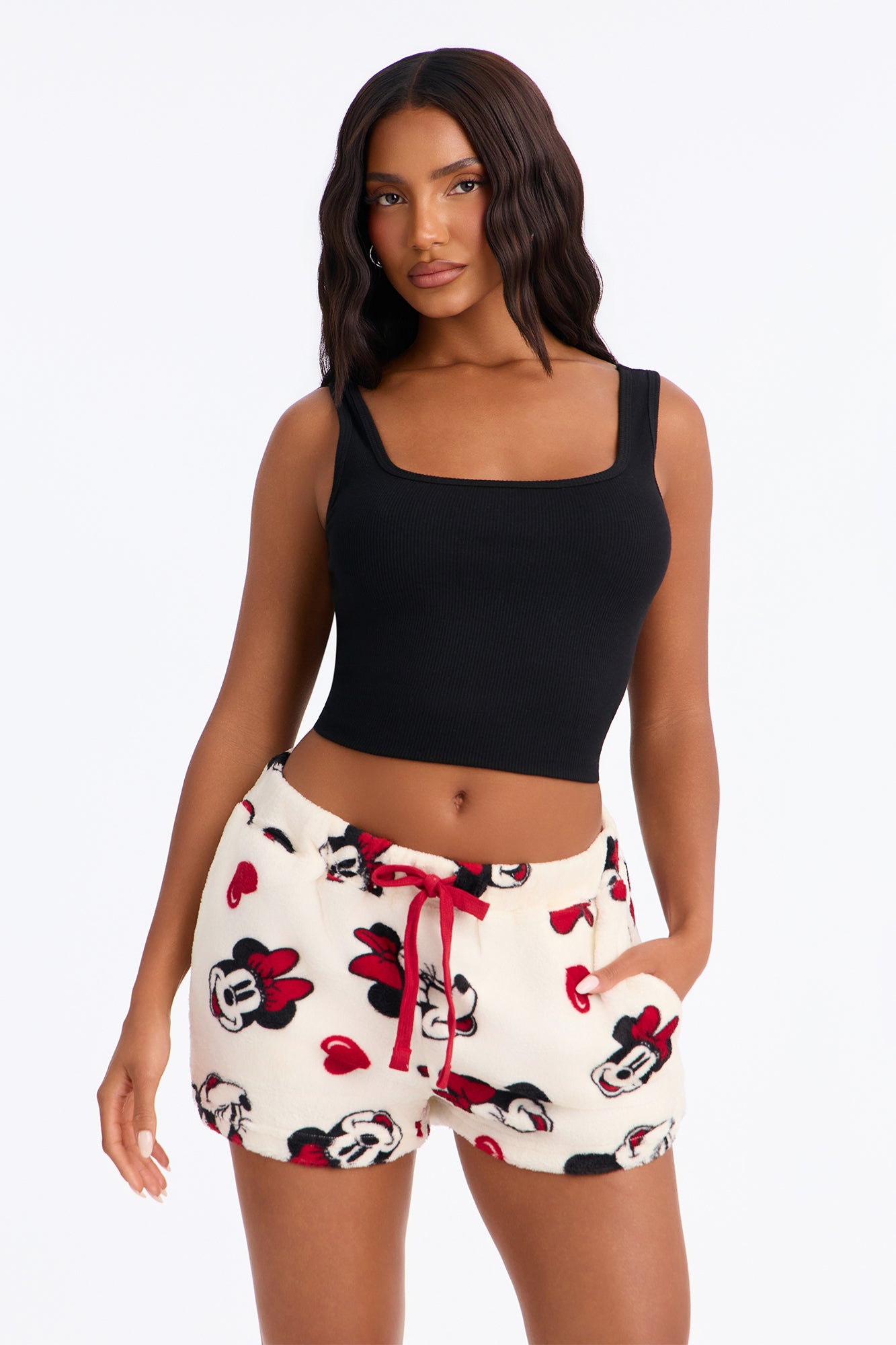 I Heart Minnie Plush PJ Shorts - Off White/combo