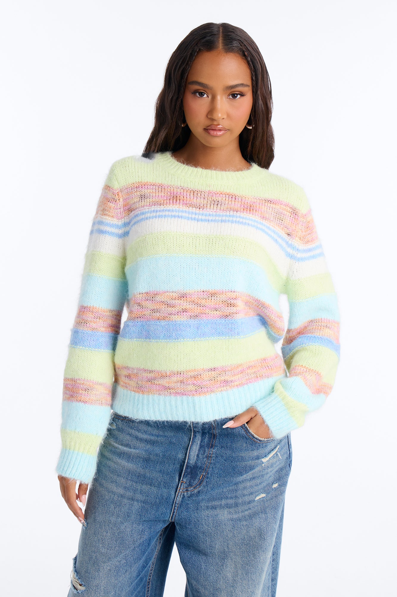 Maisie Striped Long Sleeve Sweater - MultiColor