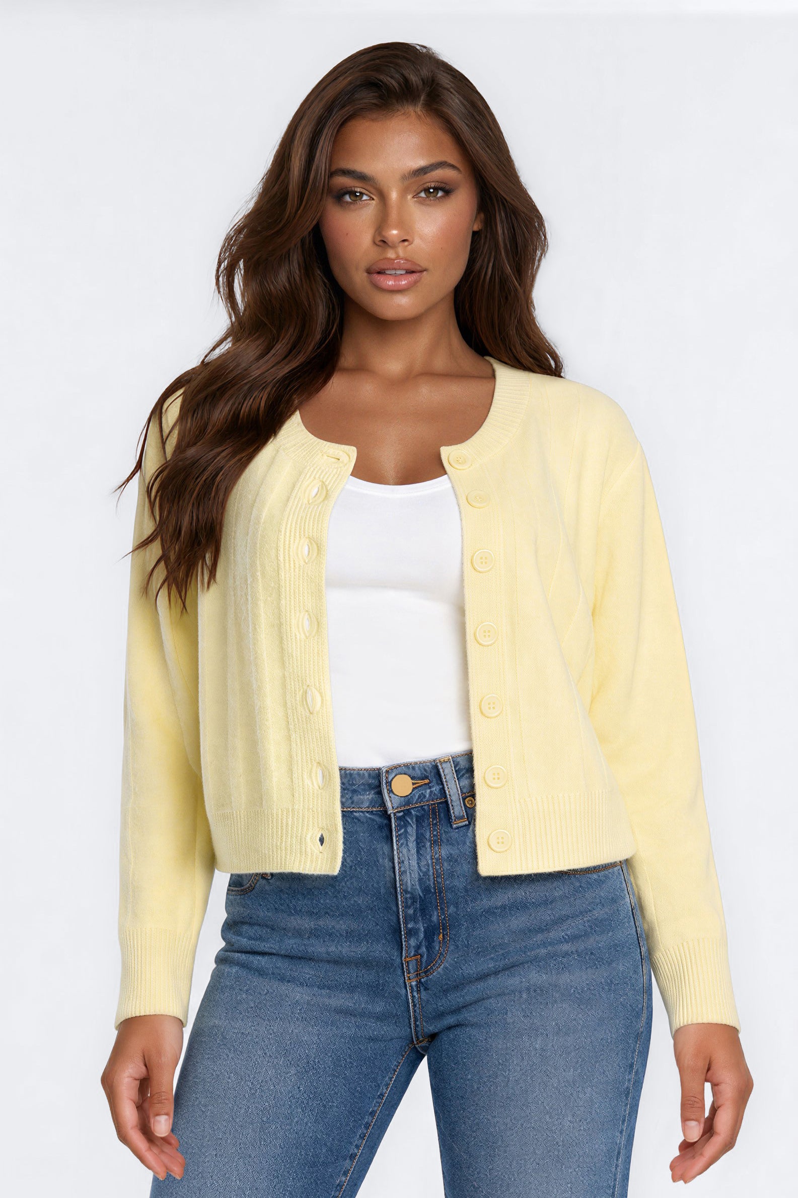 Study Date Button Up Cardigan - Butter Yellow