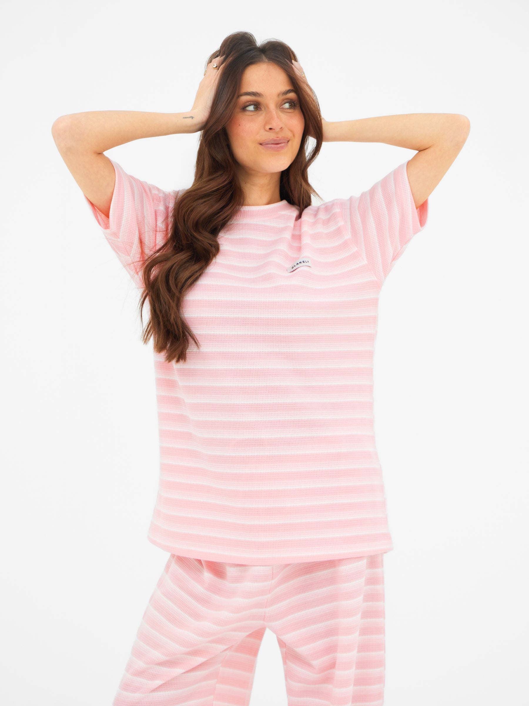 Soft Stripe Waffle T-Shirt - Pink Stripe