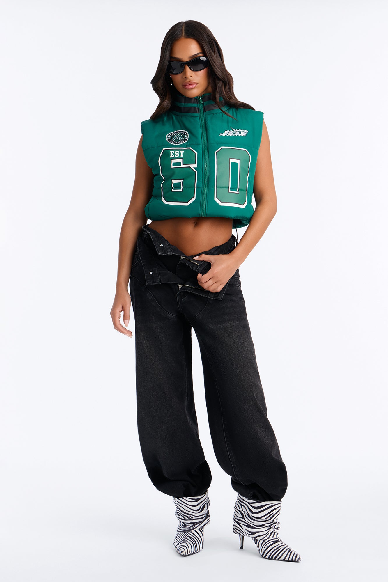 NFL New York Jets Rhinestone Puffer Vest - Green