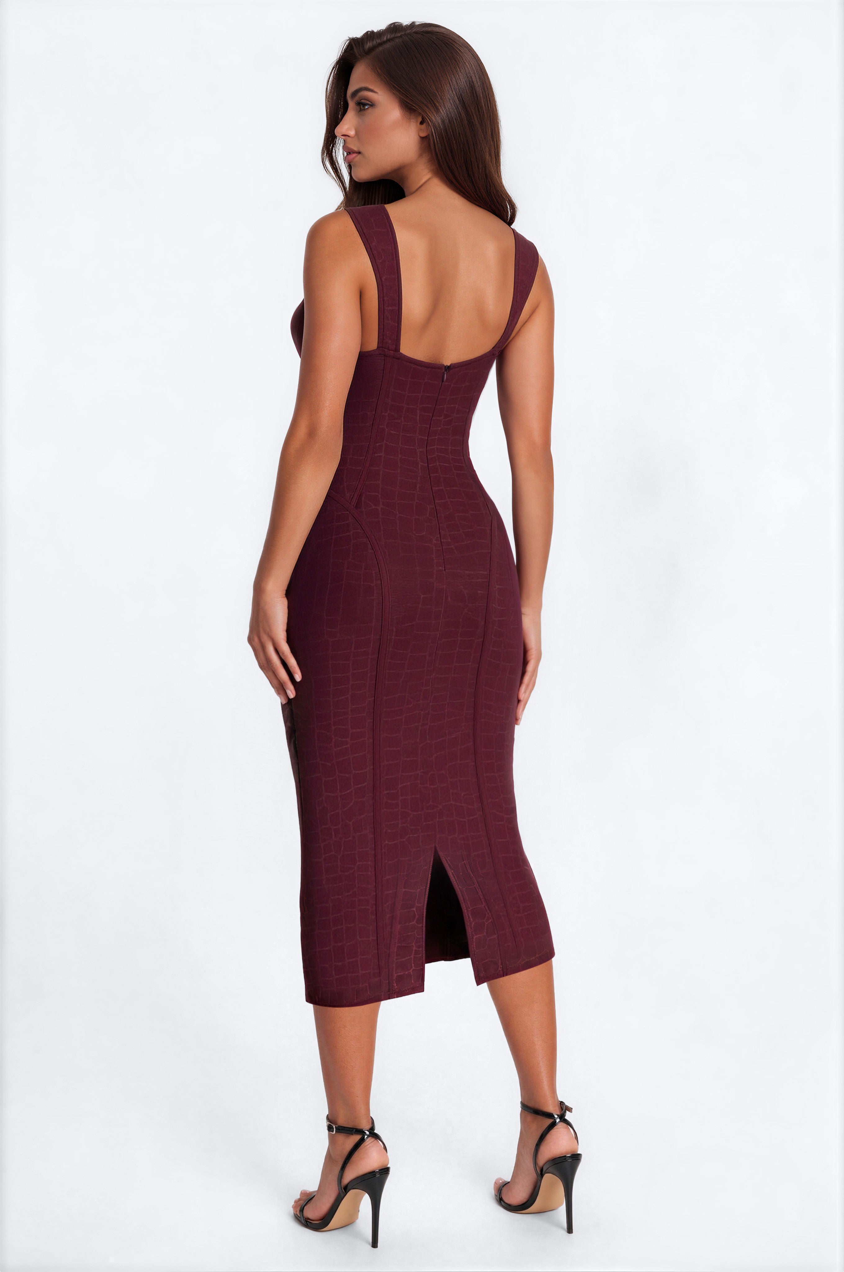 Lisa Sweetheart Bandage Midi Dress - Purple