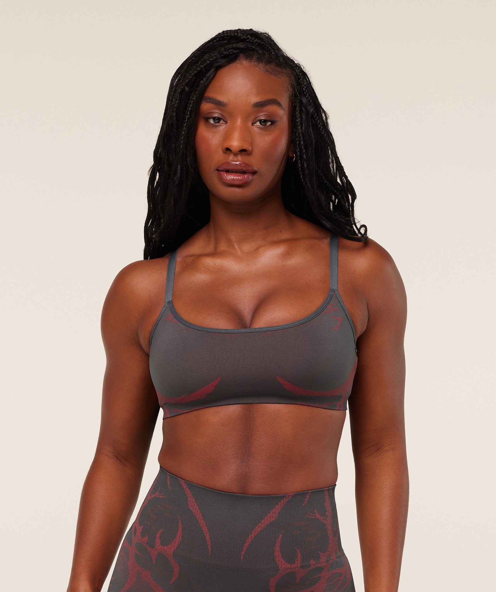 Gymshark Storm Seamless Sports Bra - Dark Grey/Zesty Red