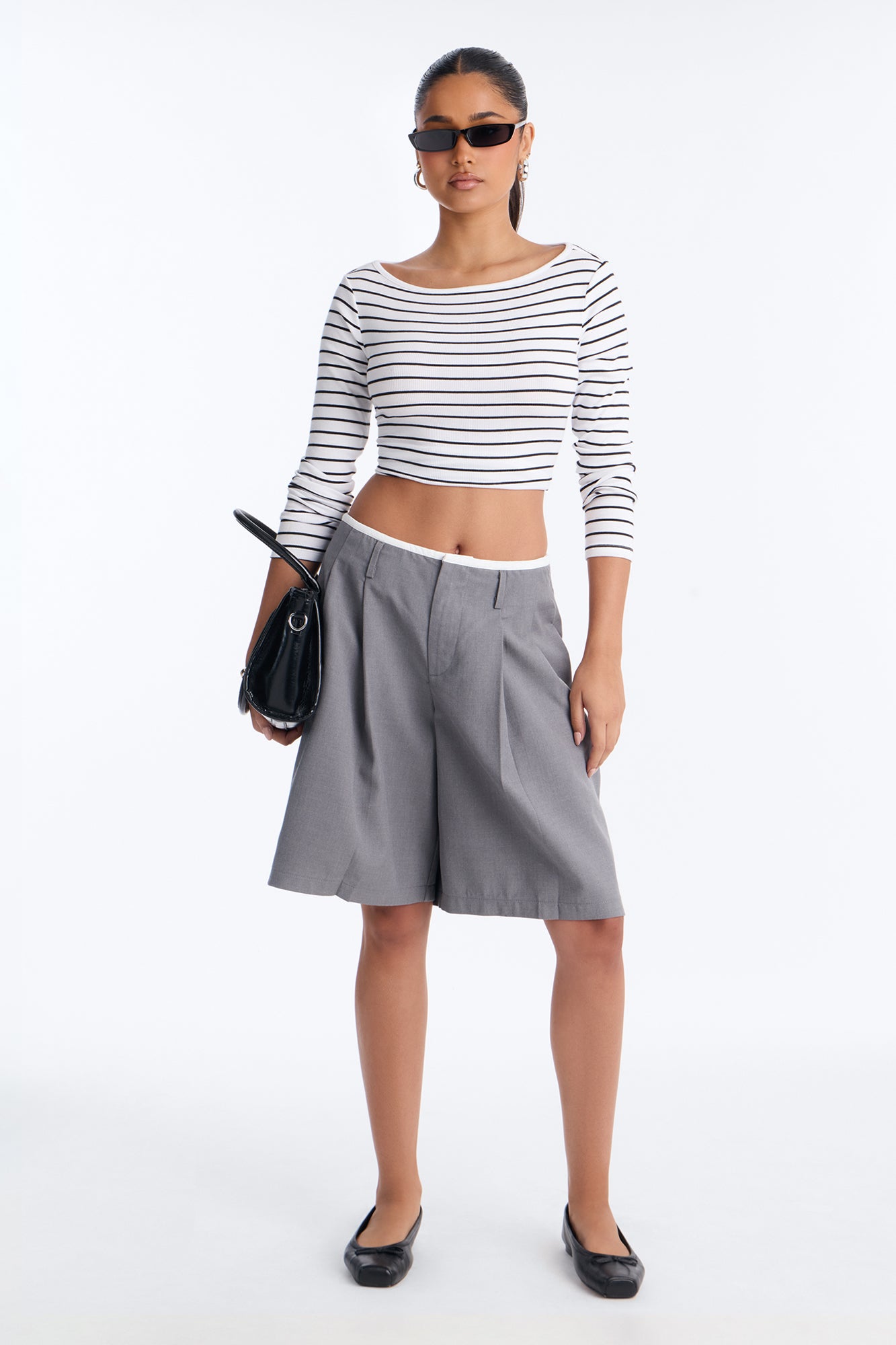 Posey Pleated Bermuda Trouser Short - Grey