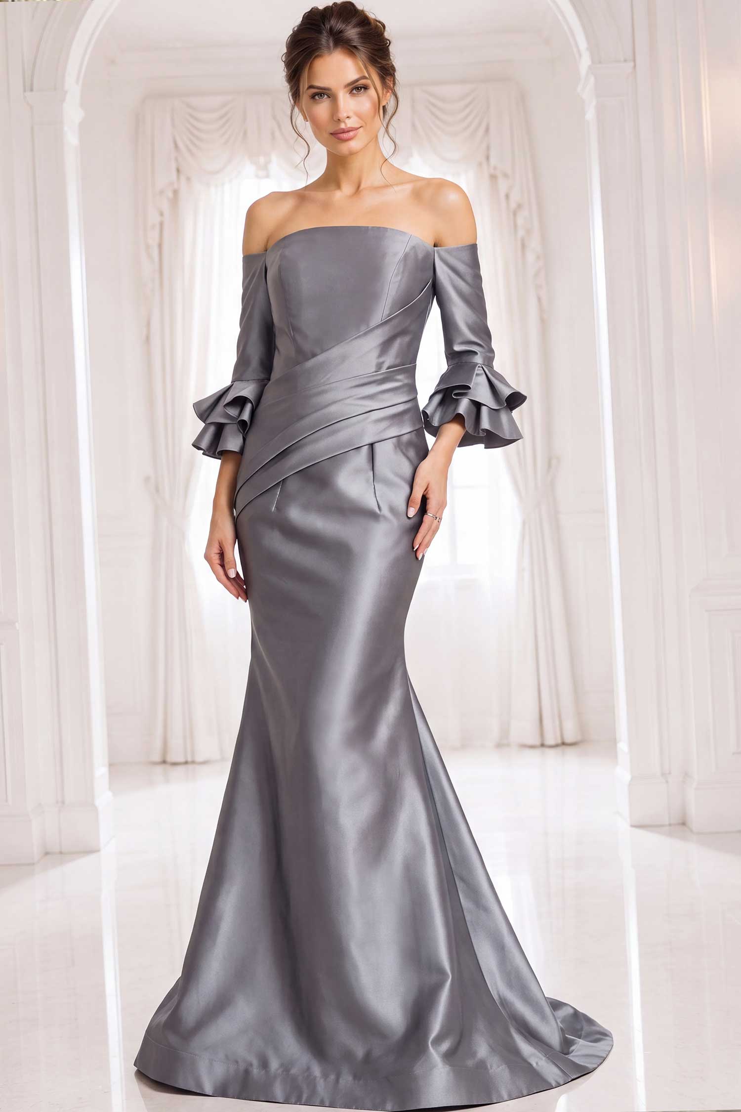 Jovani 41190 Ruffle Sleeve Mermaid Dress