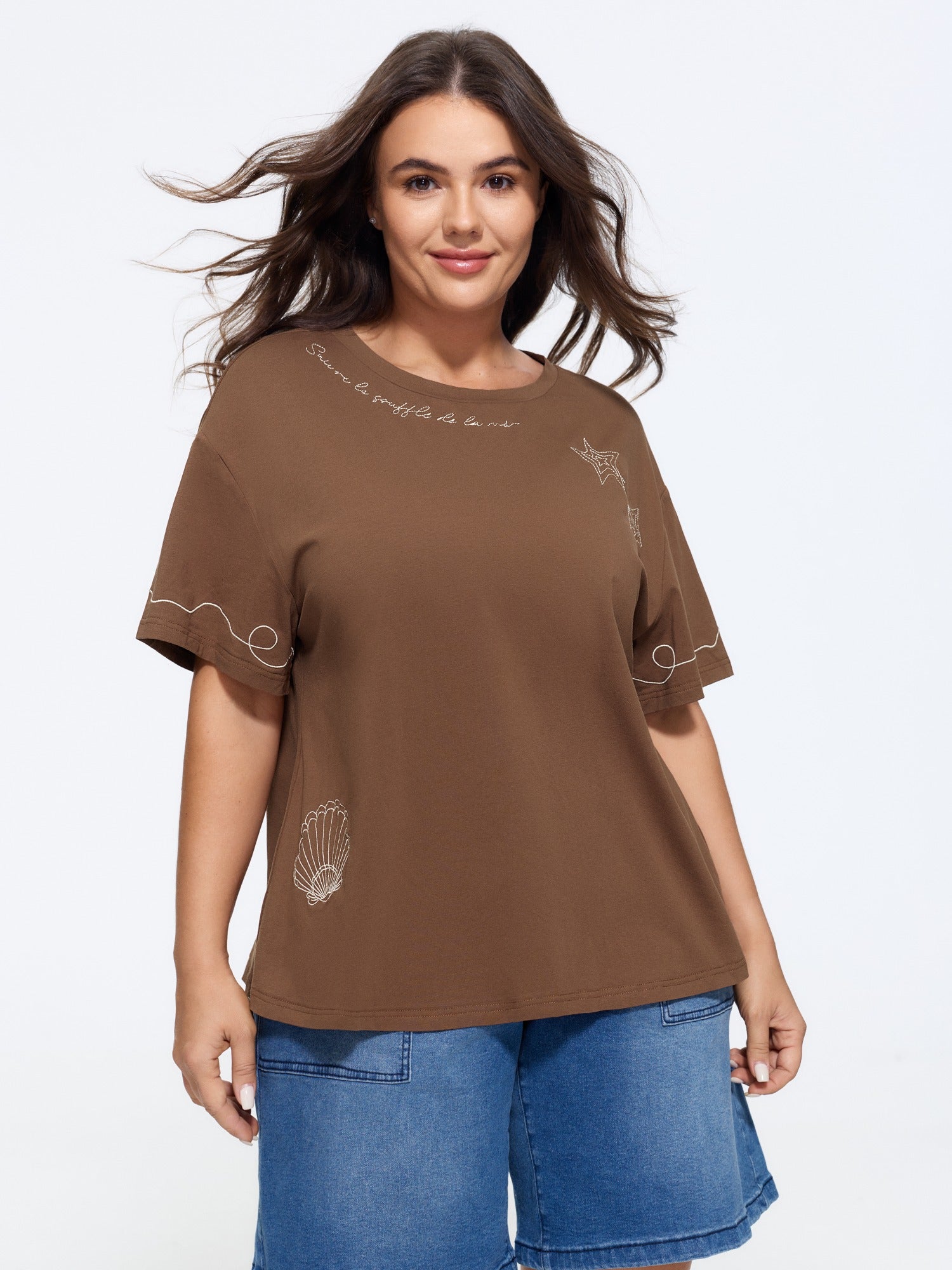 Cotton Star Shell Embroidered T‑Shirt