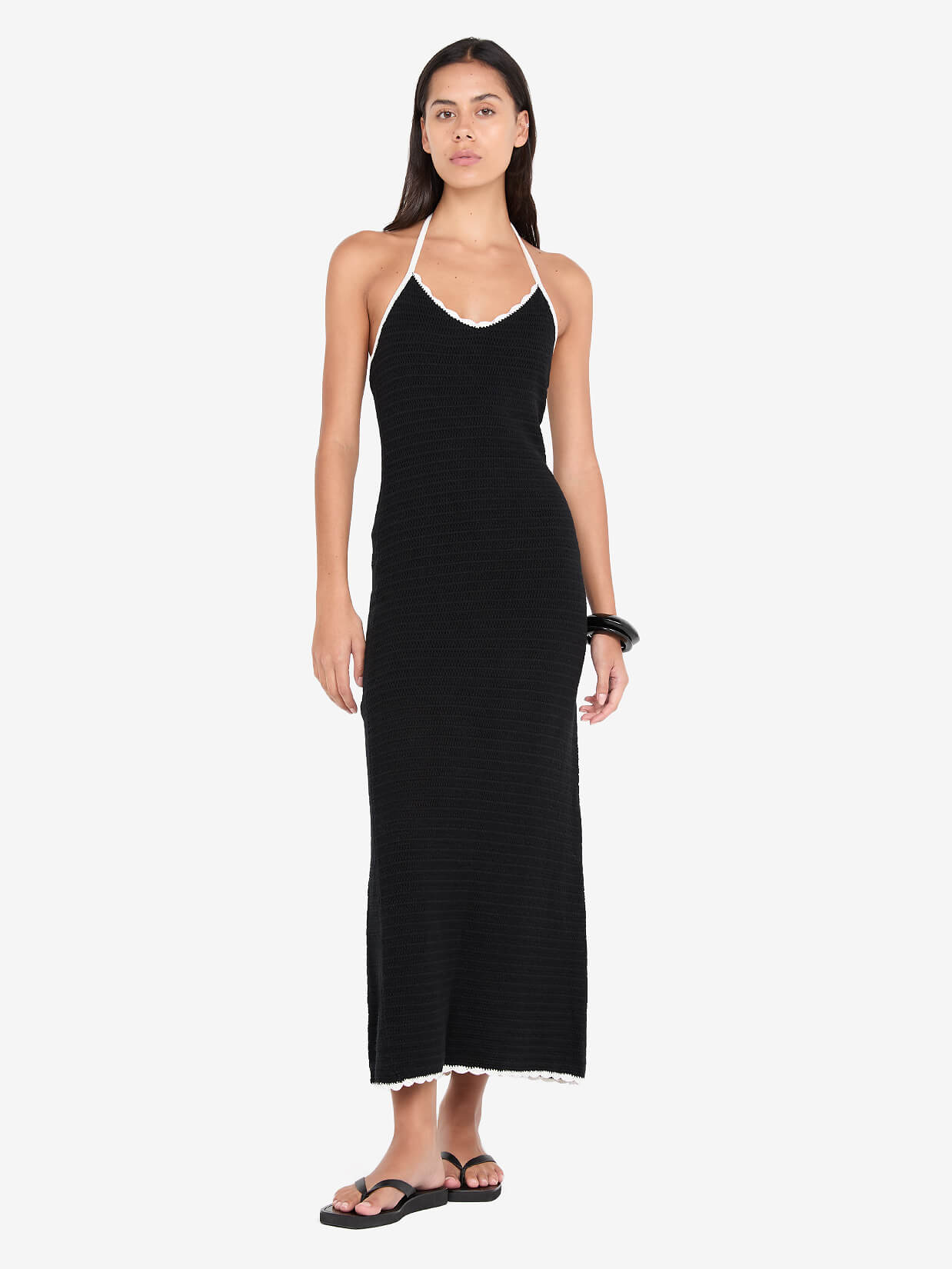 RAVYN HALTER MAXI DRESS - BLACK/WHITE