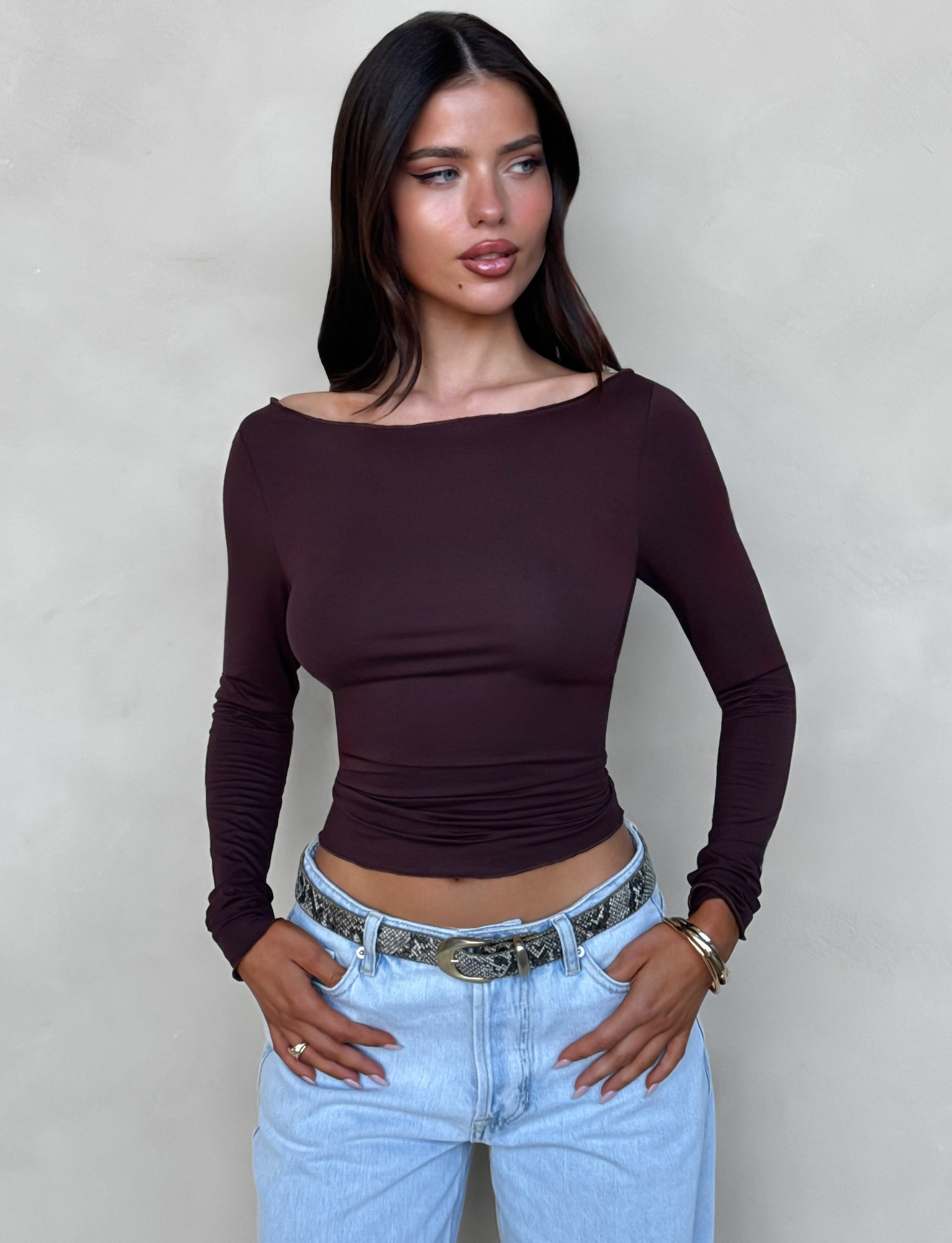 BIANKA TOP - BROWN : CHOCOLATE