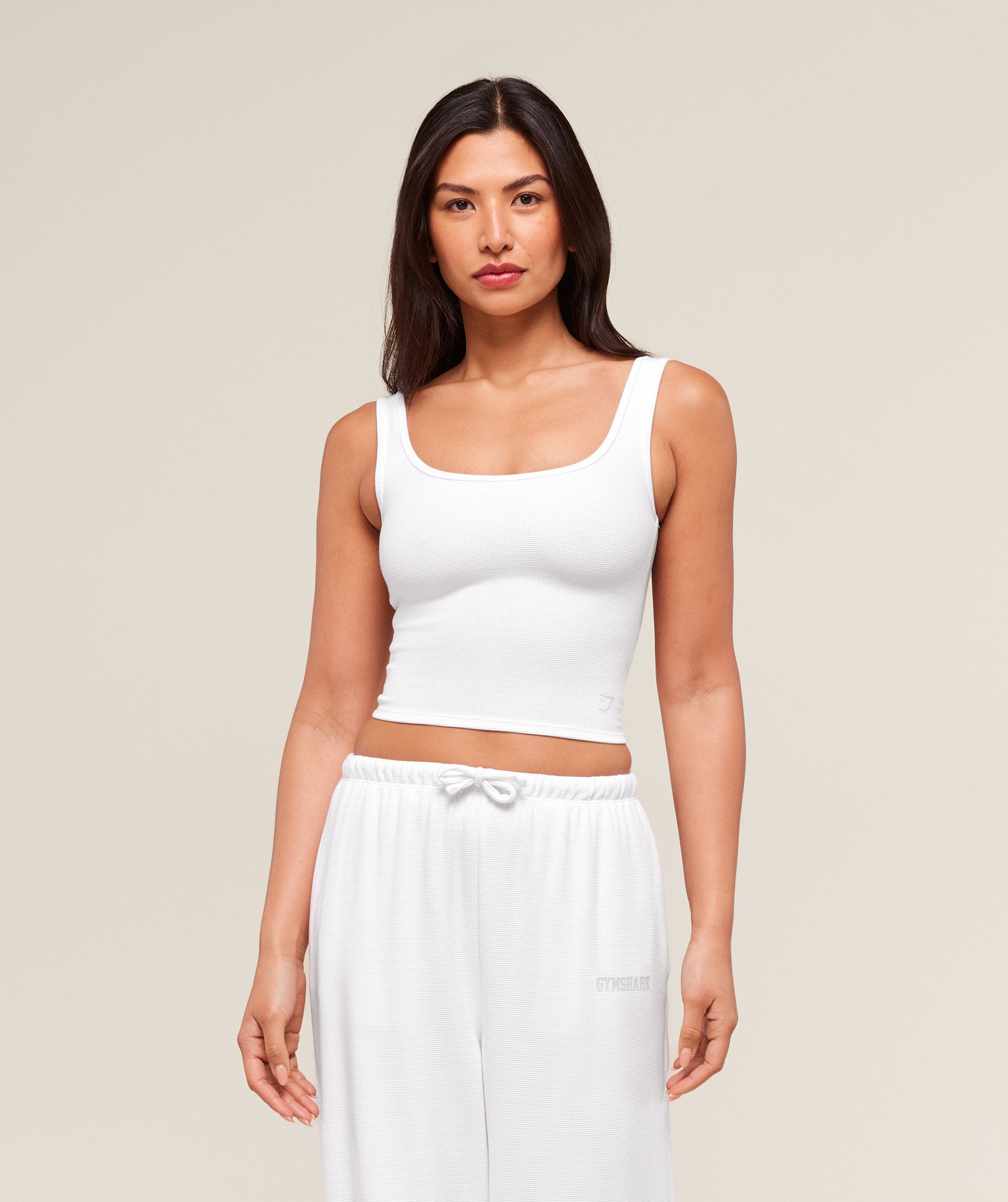 Gymshark Waffle Cropped Tank - White