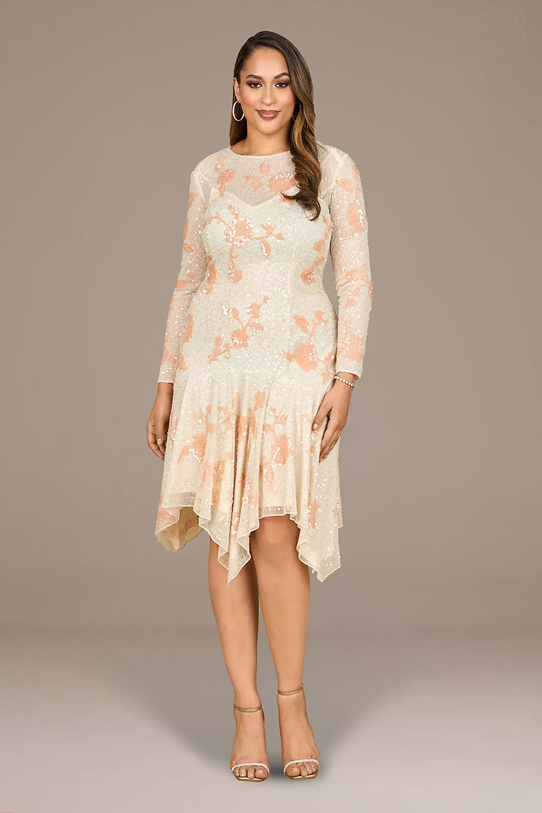 Beaded Midi Dress with Asymmetrical Hem