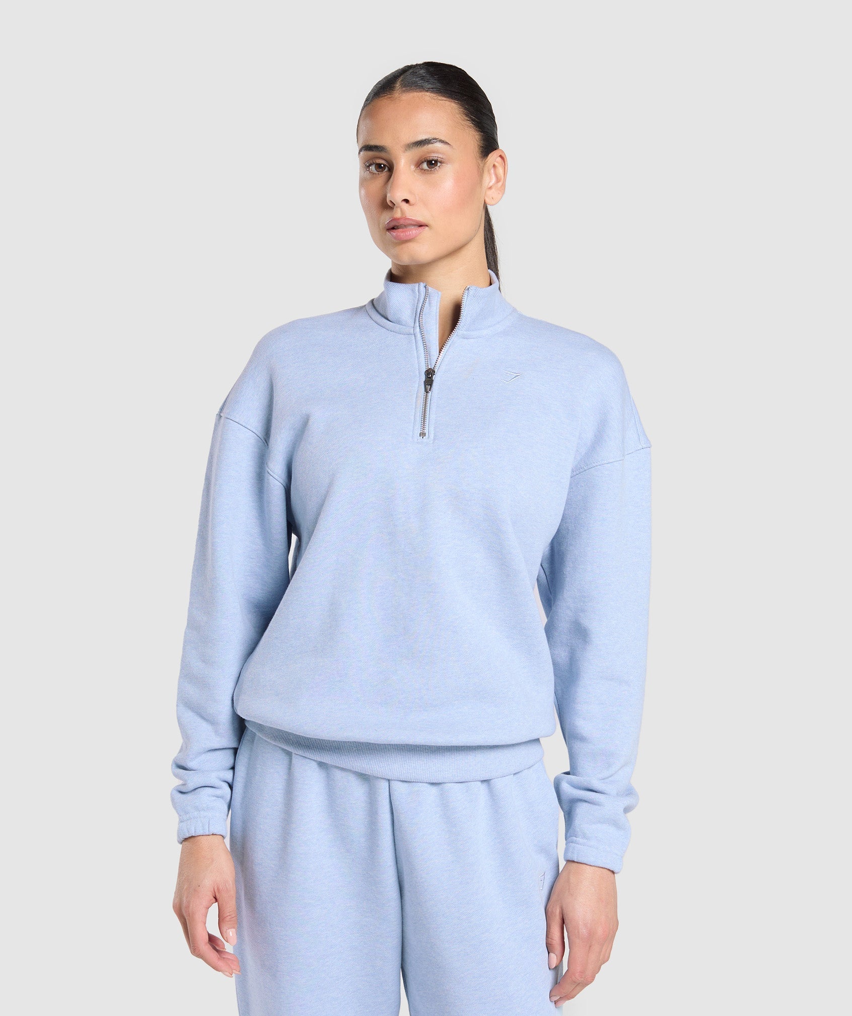 Gymshark Rest Day Sweats 2.0 1/4 Zip Pullover - Bros Gentle Blue Marl