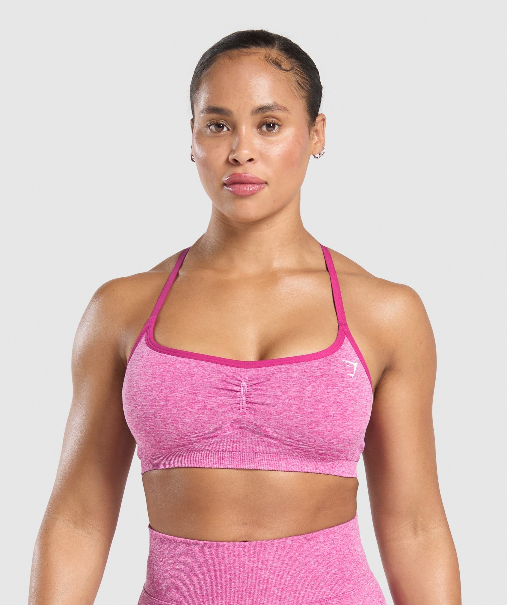 Gymshark Lift Seamless Sports Bra - Winning Pink/White Marl