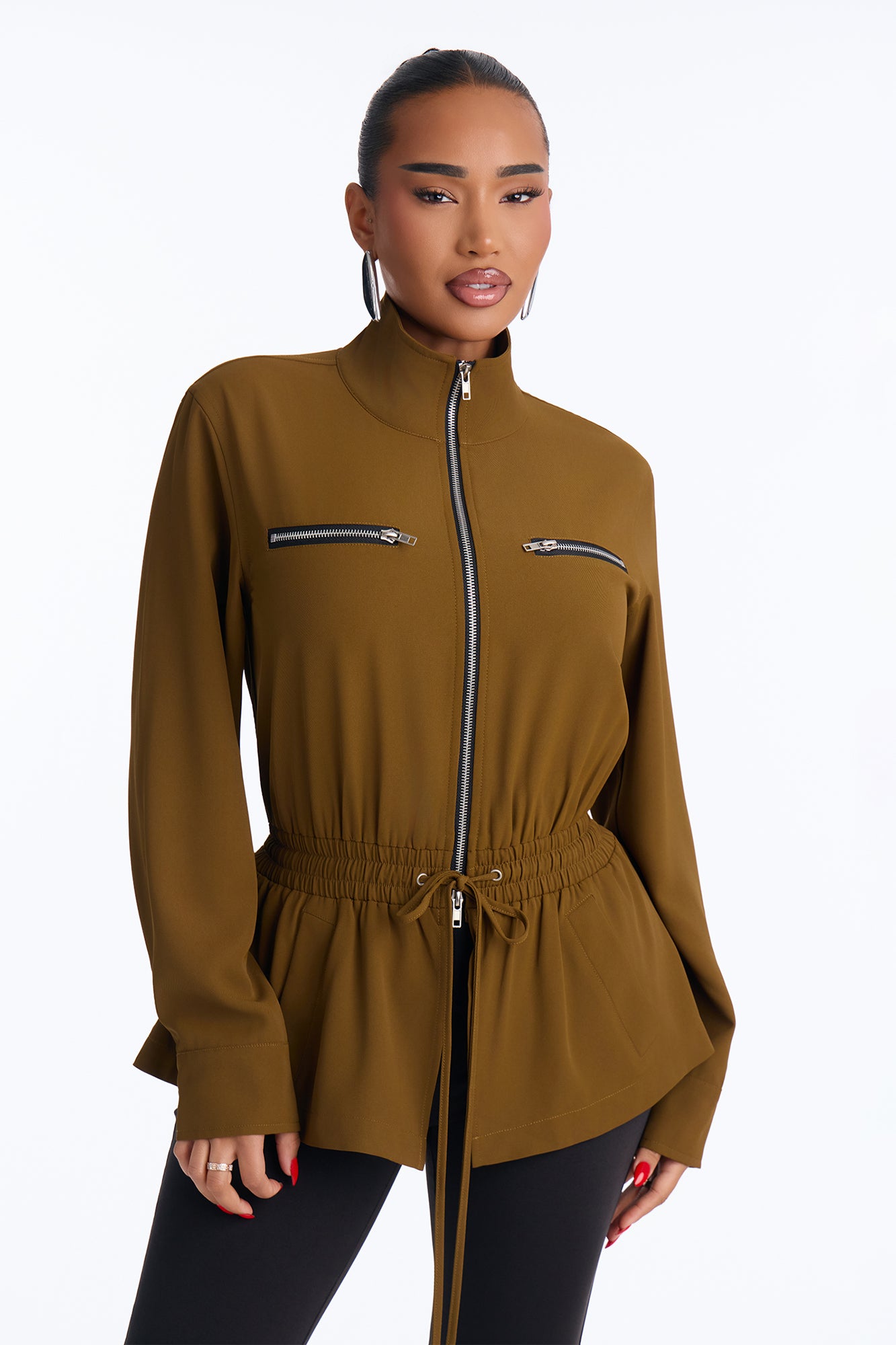 Off The Map Utility Skinny Leg Jumpsuit - Olive