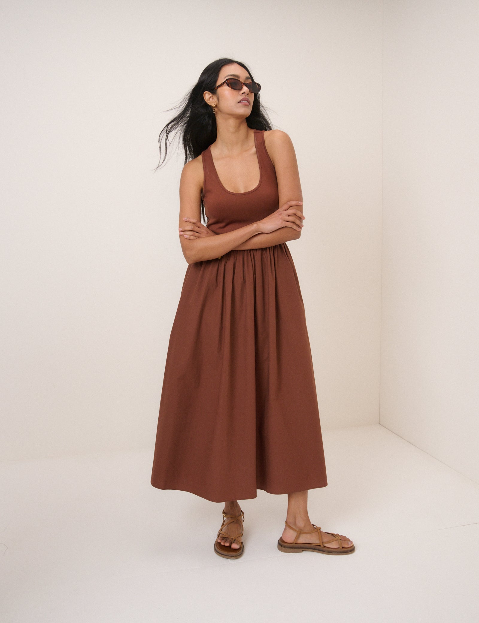 Brown Racer Back Lexie Midi Dress