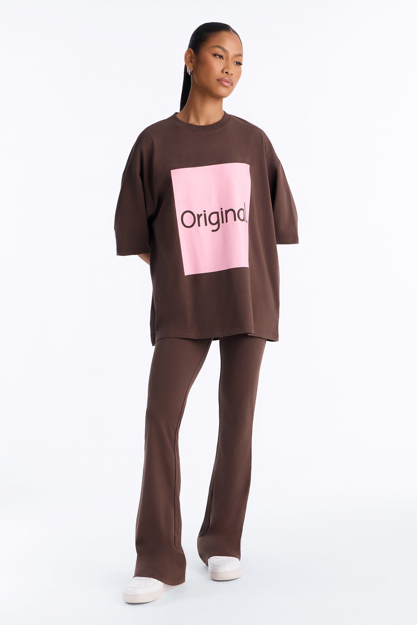 So Original Oversized T-Shirt Pant Set - Brown/combo