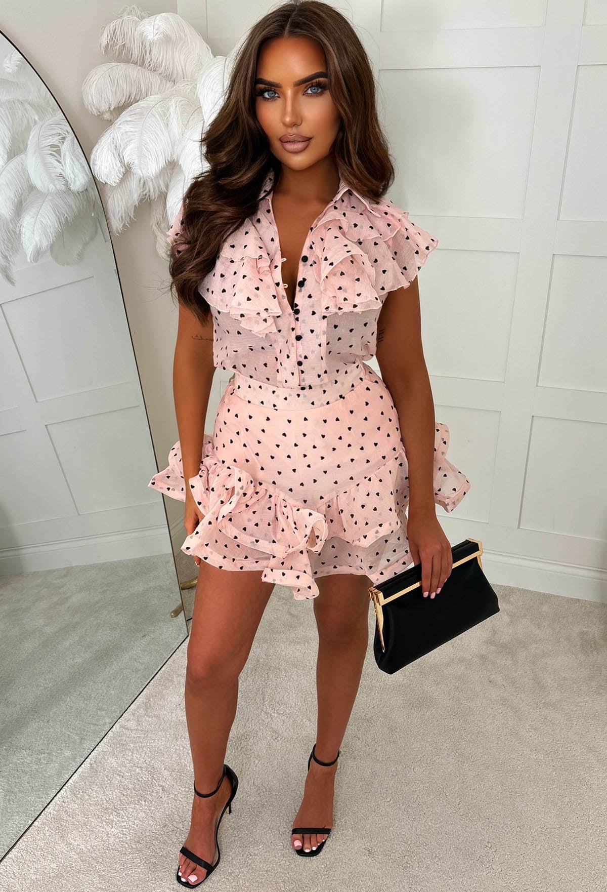 Love Always Light Pink Love Heart Ruffle Skirt