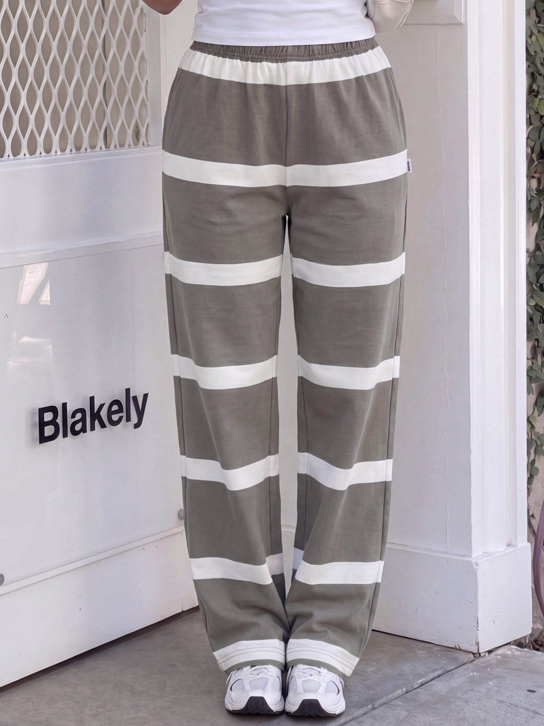 Tilly Striped Trousers - Safari Green