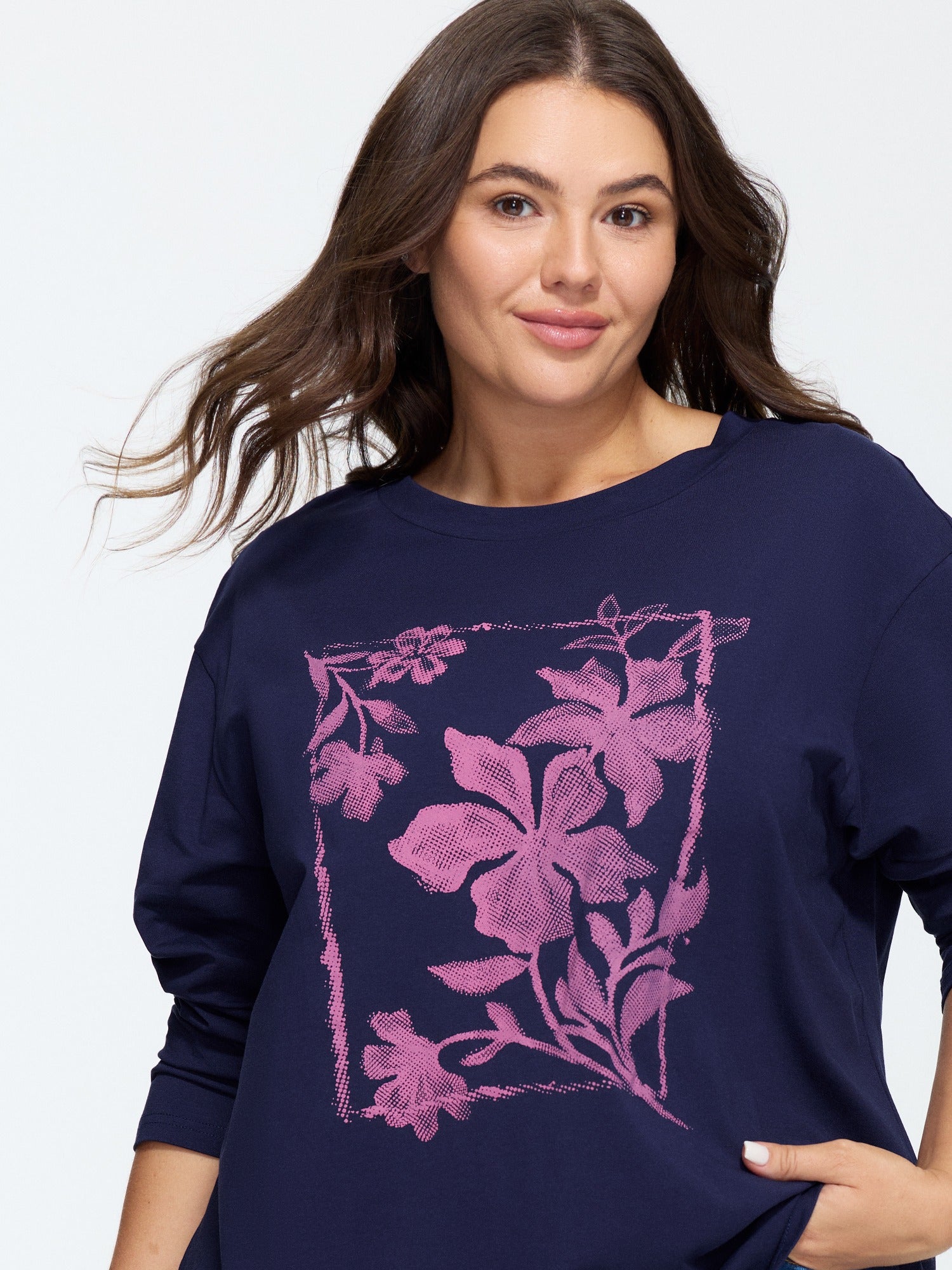 Cotton Vintage Floral Print Crew Neck T-Shirt